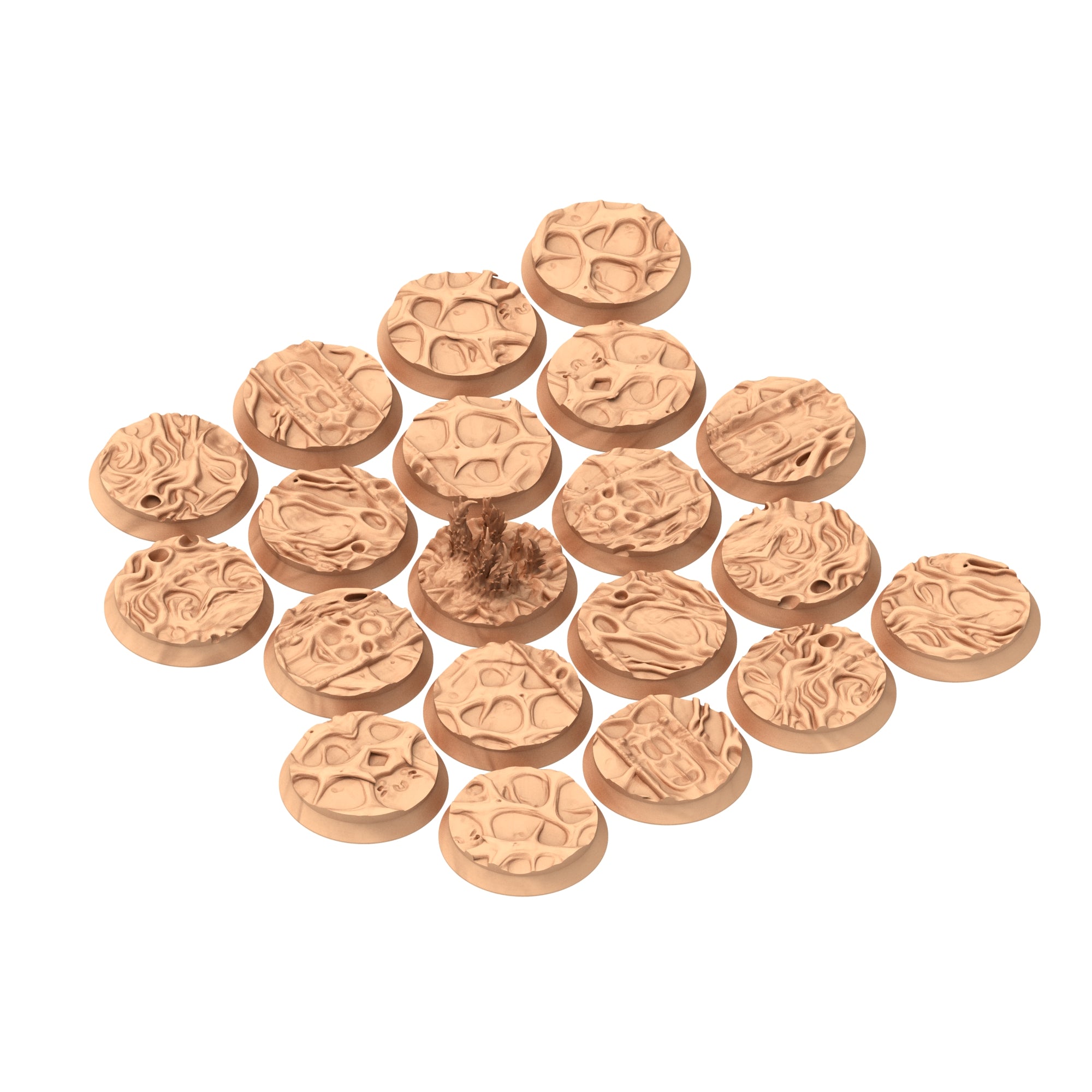 Fukai  - Textured Round Bases, lot of 25mm to 160mm - FUKAI Tortured Forest ground