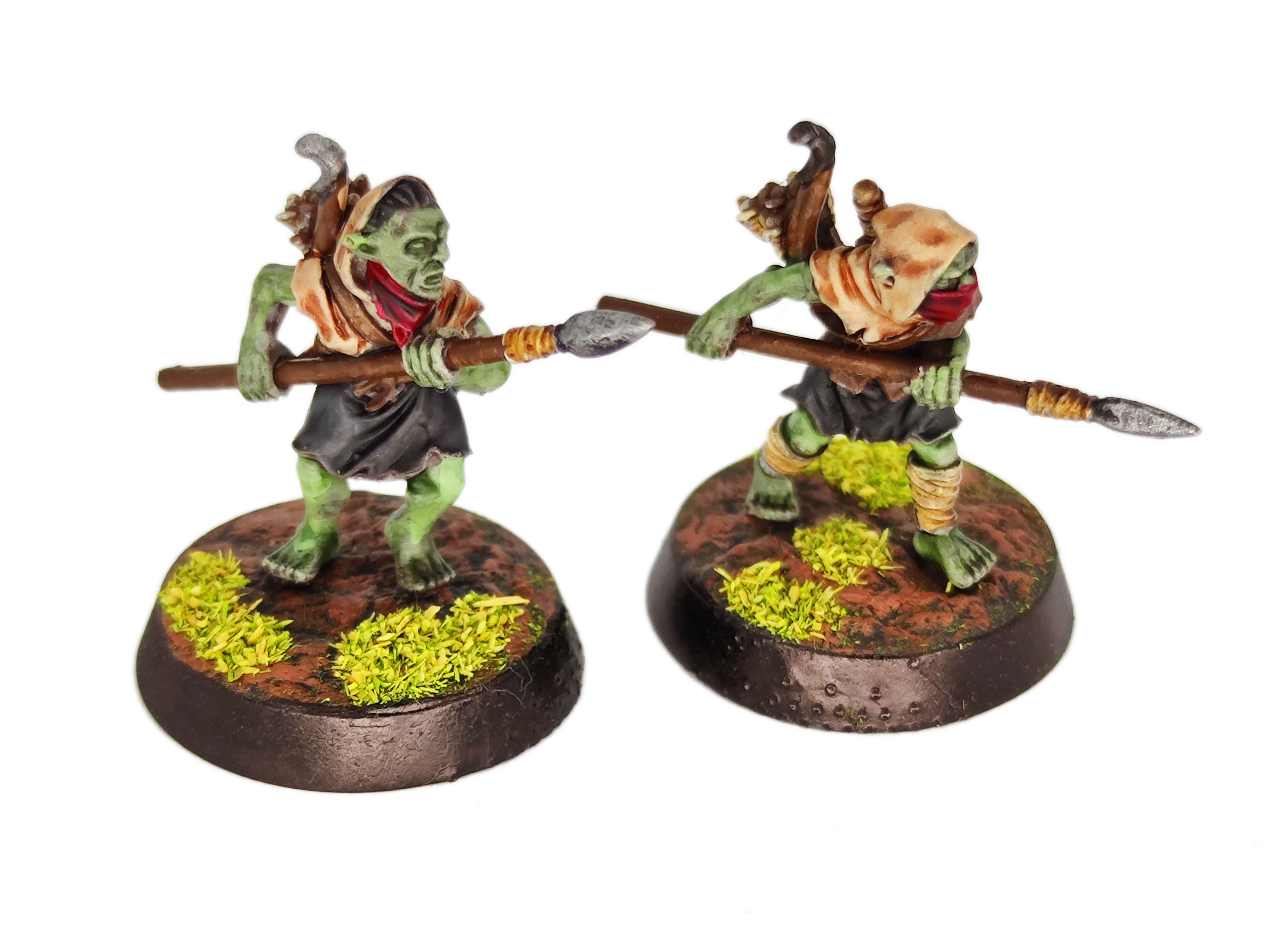 Goblin Cave -  Goblin Marauders with Spears and bows, Tamed forest Spiders, Middle rings for wargame D&D, Lotr... Medbury miniatures