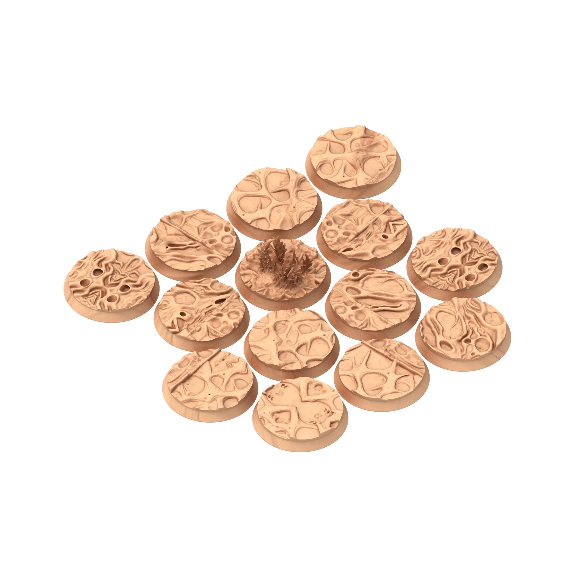 Fukai  - Textured Round Bases, lot of 25mm to 160mm - FUKAI Tortured Forest ground