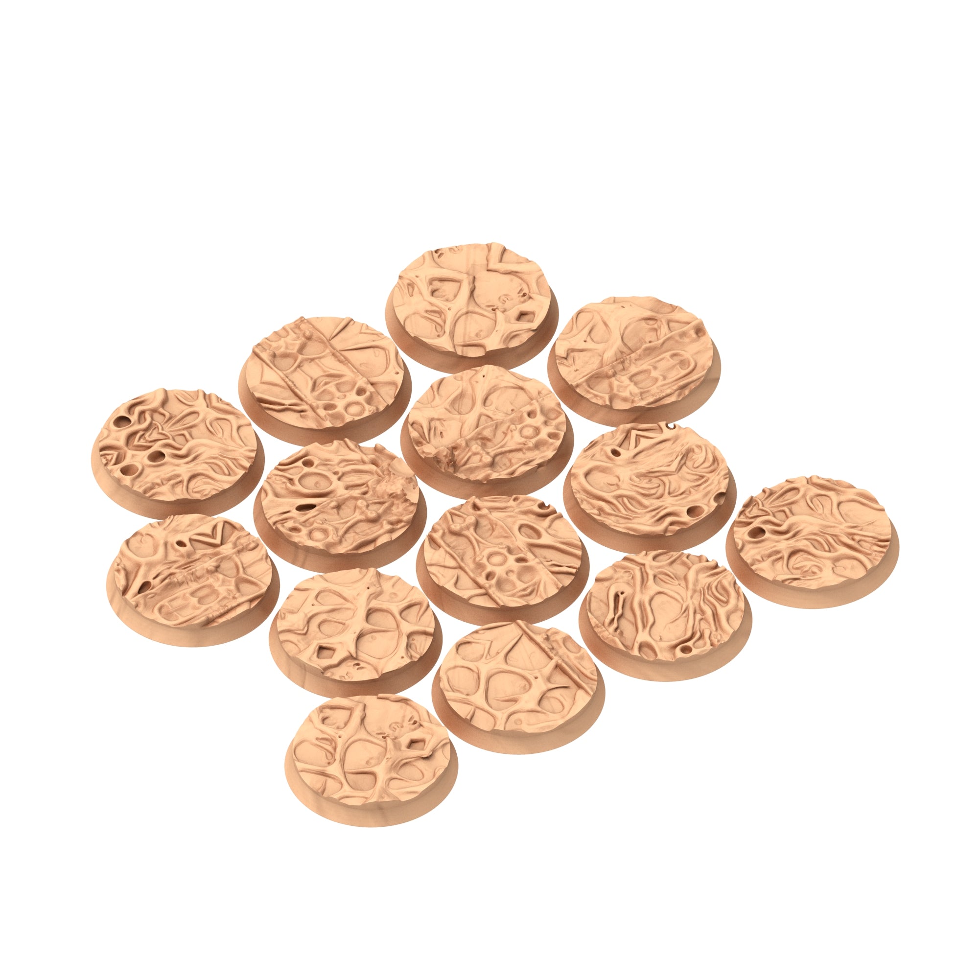 Fukai  - Textured Round Bases, lot of 25mm to 160mm - FUKAI Tortured Forest ground