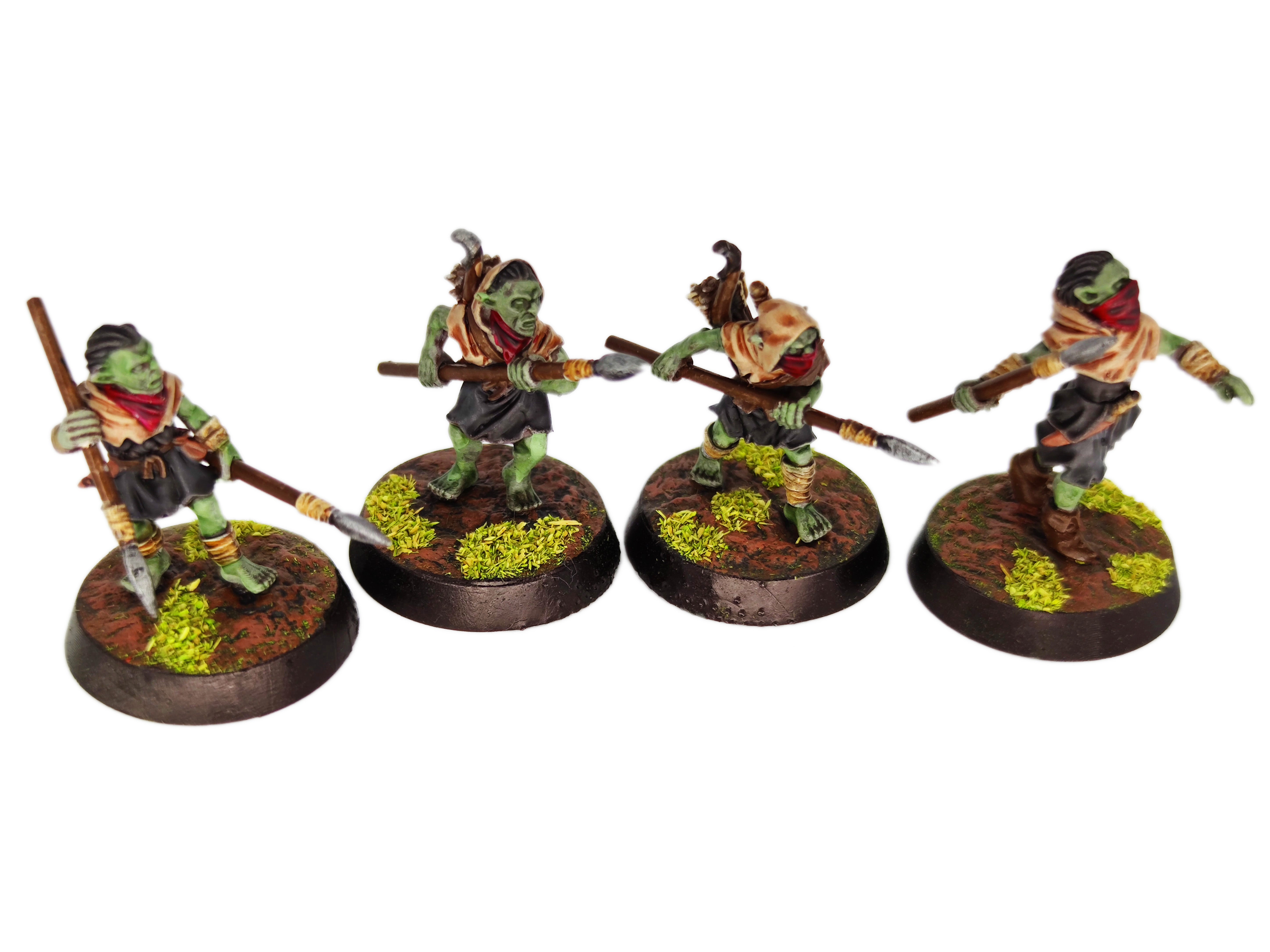Goblin Cave -  Goblin Marauders with Spears and bows, Tamed forest Spiders, Middle rings for wargame D&D, Lotr... Medbury miniatures