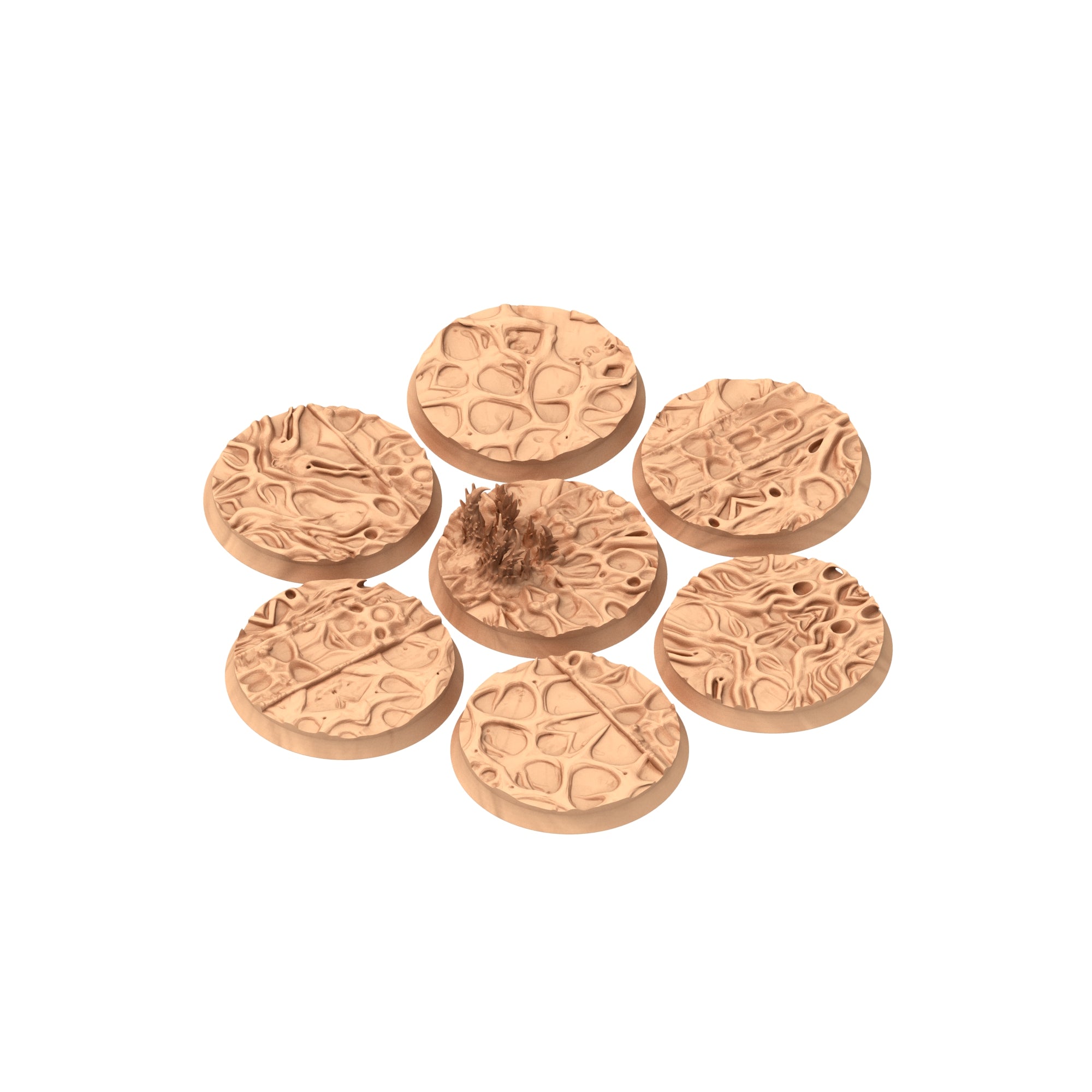 Fukai  - Textured Round Bases, lot of 25mm to 160mm - FUKAI Tortured Forest ground