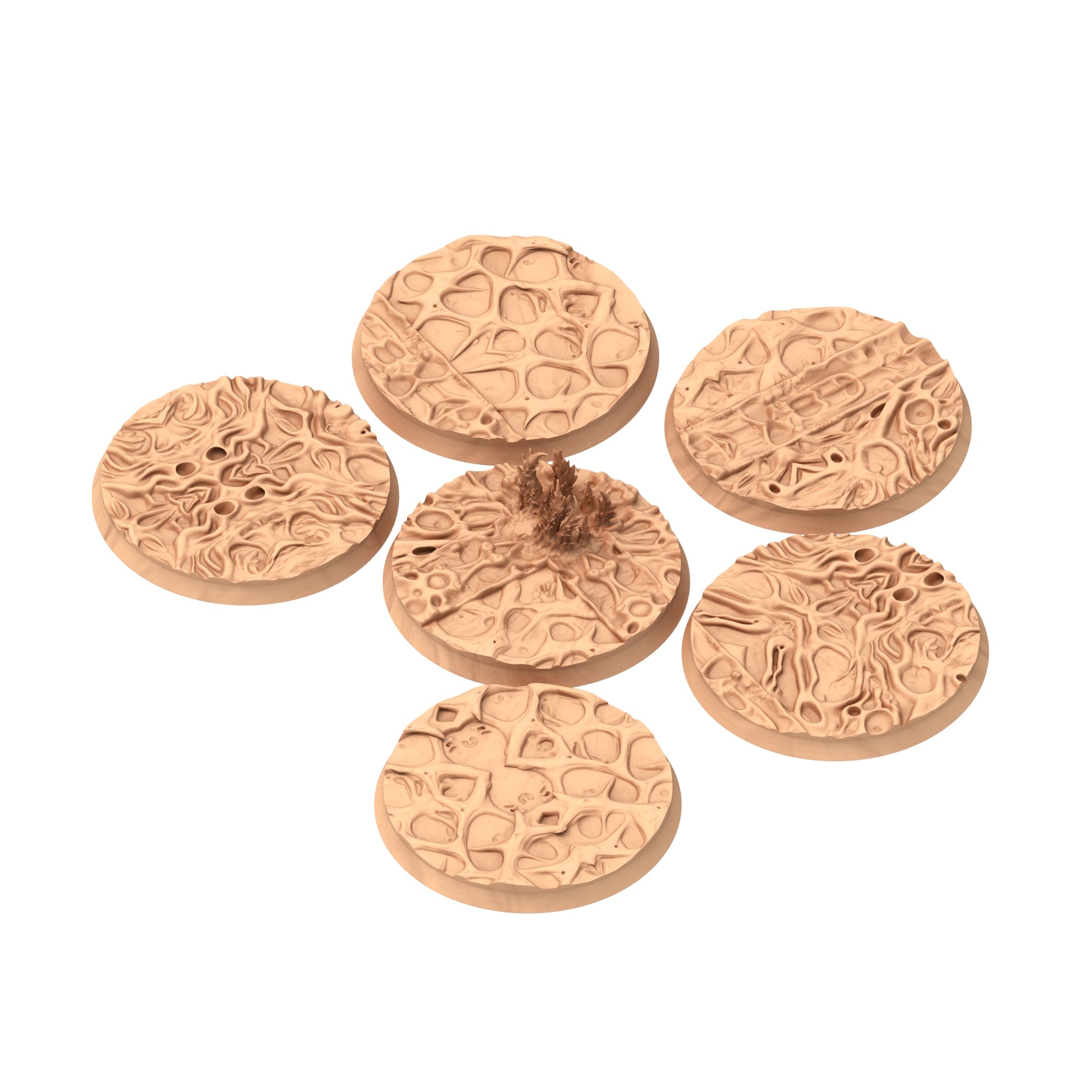 Fukai  - Textured Round Bases, lot of 25mm to 160mm - FUKAI Tortured Forest ground