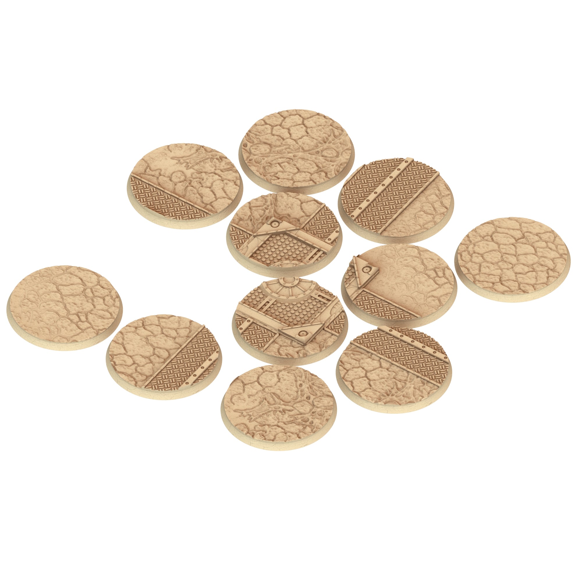 Bug Army - Textured Round Bases, lot of 25mm to 160mm - BGRMY Tortured Forest ground