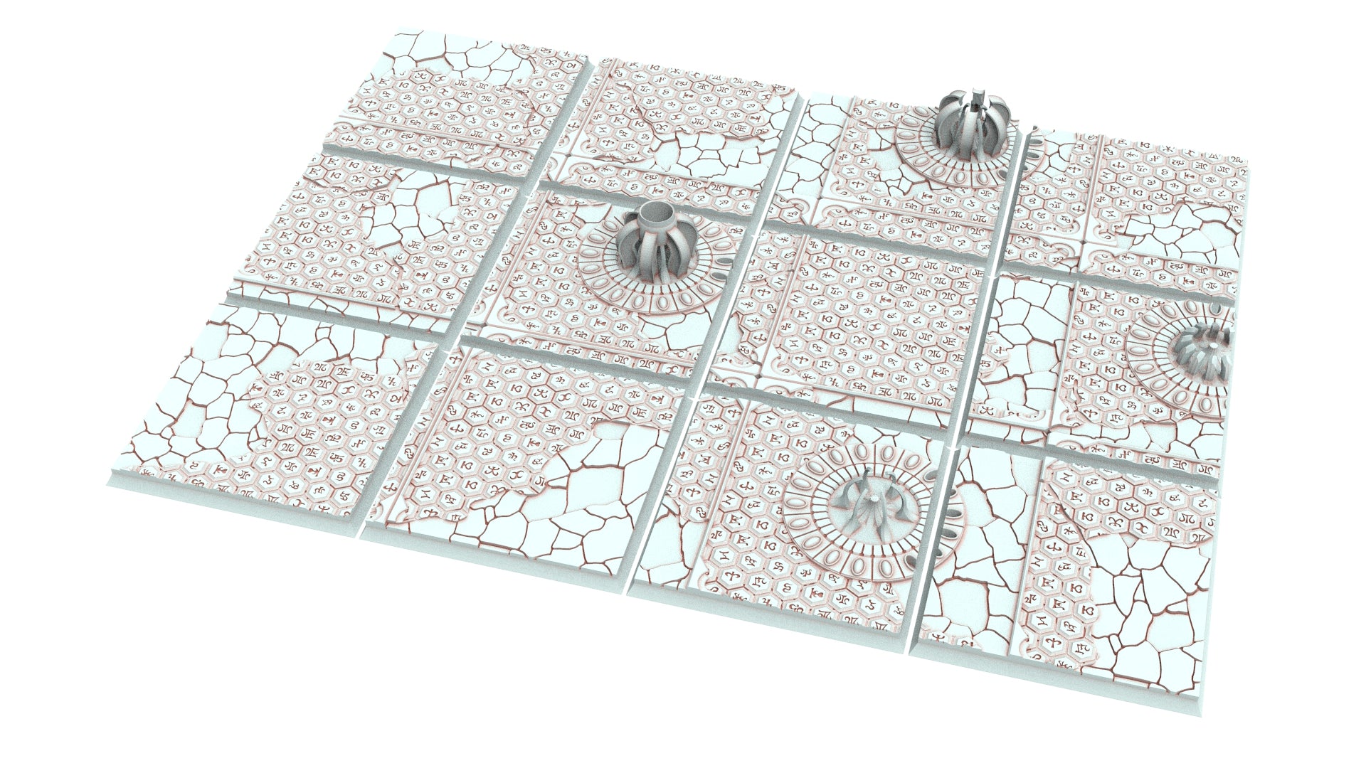 Hight elves - Textured Square Bases, lot of 20mm to 100mm pavement usable for Oldhammer, 9th age, King of war, Confrontation, wargame...