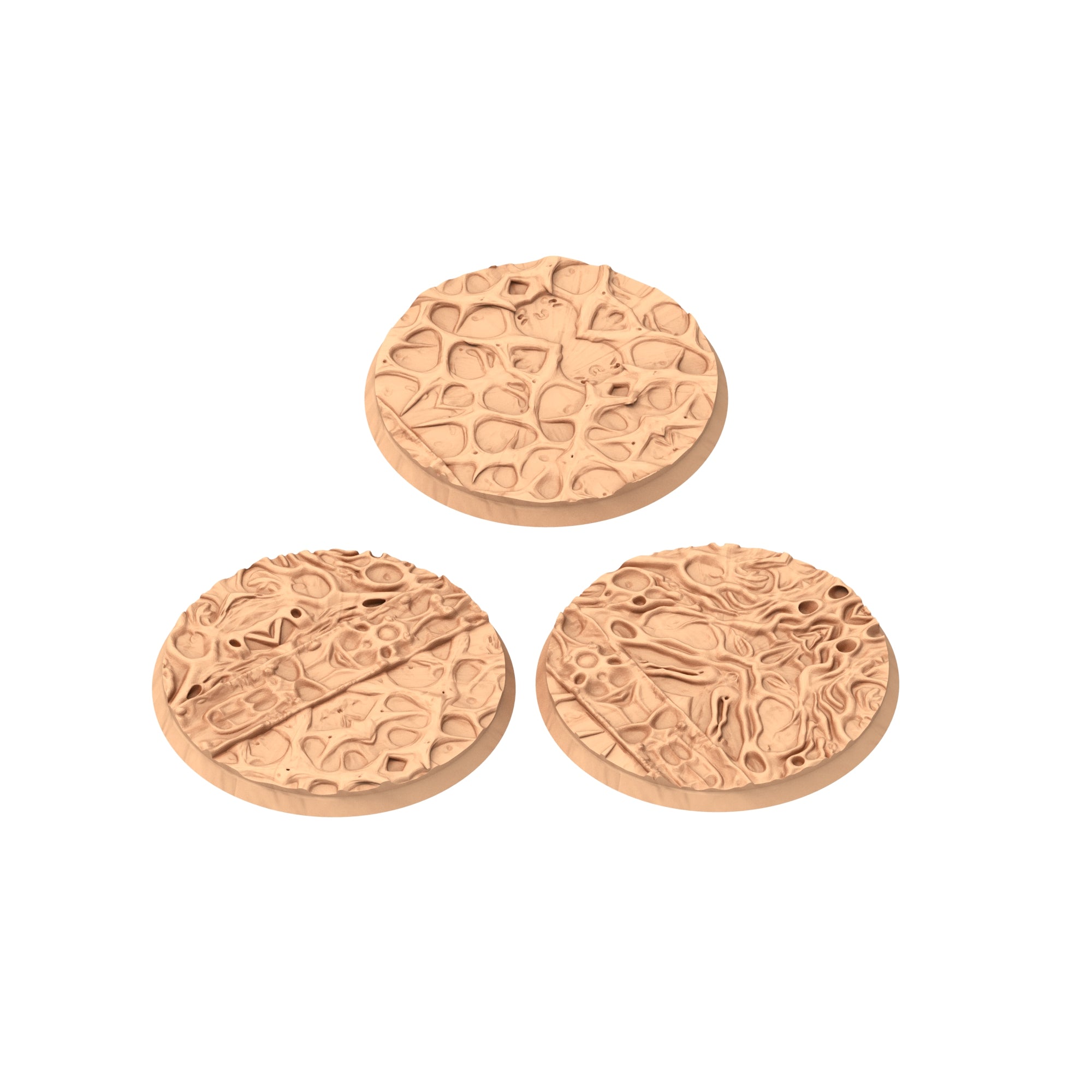 Fukai  - Textured Round Bases, lot of 25mm to 160mm - FUKAI Tortured Forest ground