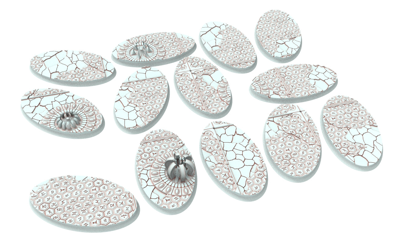 Hight elves - Textured Oval Bases, lot of 60mm à 170mm, DRKCT Eldar space fantasy elves runic ground set 5 usable for warmachine, wargame...