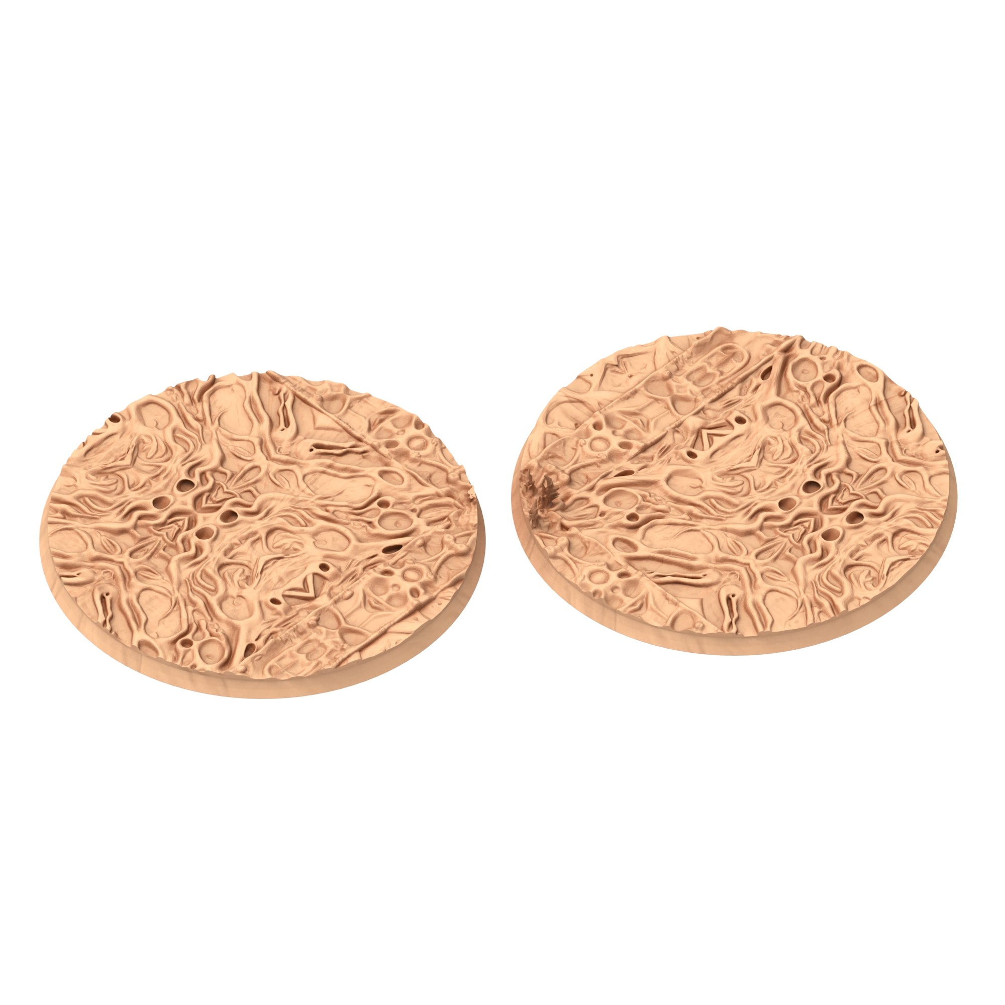 Fukai  - Textured Round Bases, lot of 25mm to 160mm - FUKAI Tortured Forest ground