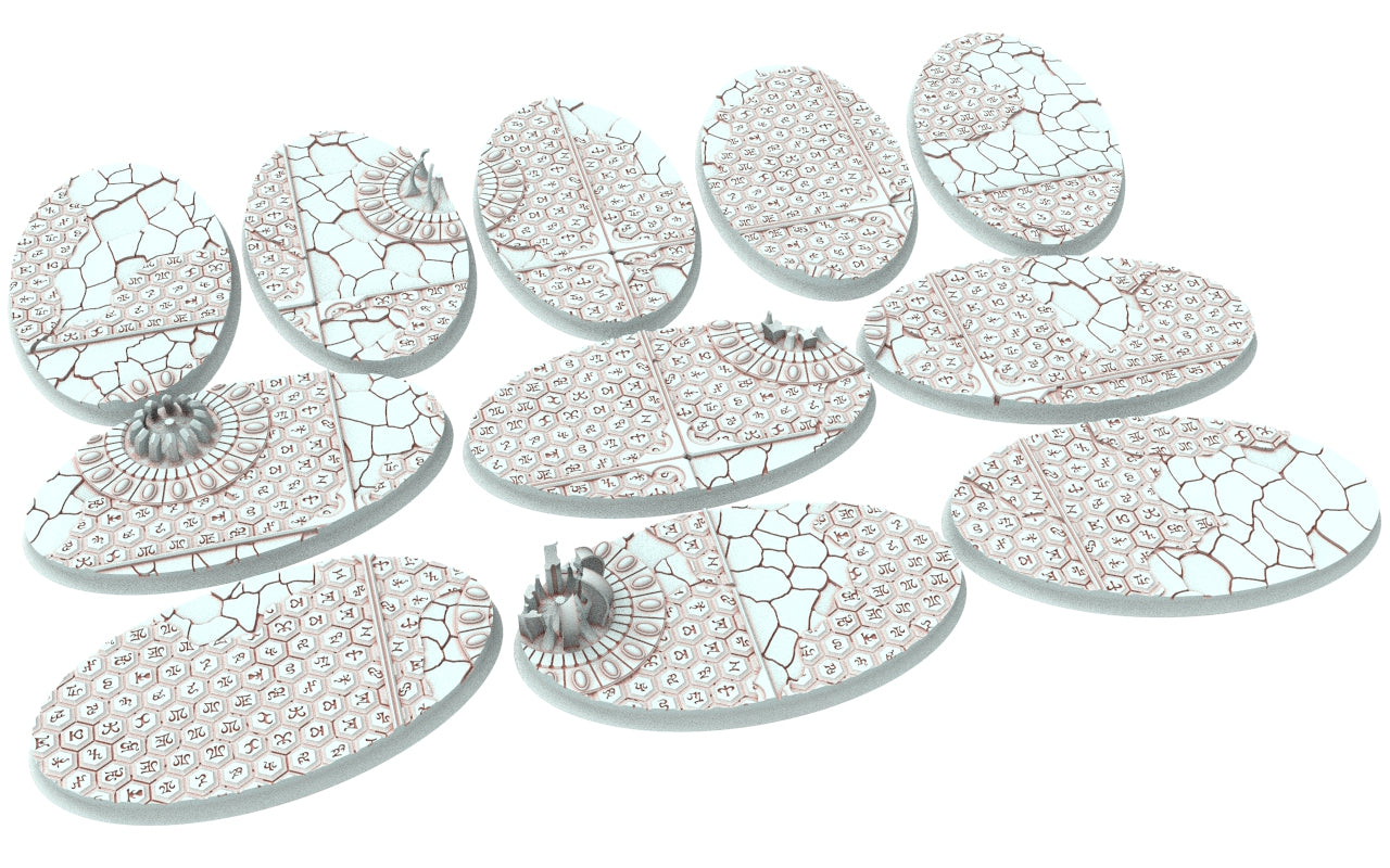 Hight elves - Textured Oval Bases, lot of 60mm à 170mm, DRKCT Eldar space fantasy elves runic ground set 5 usable for warmachine, wargame...