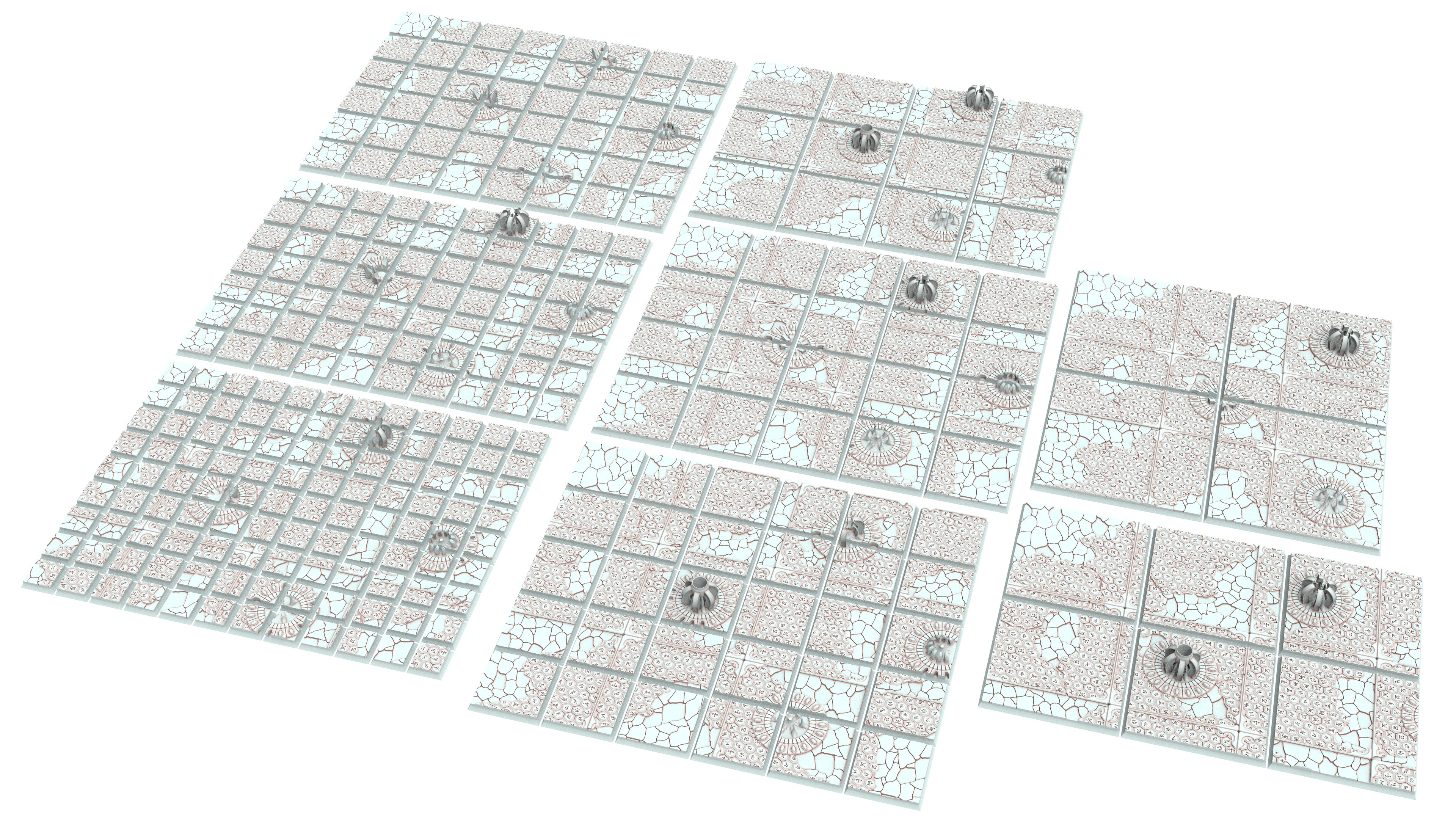 Hight elves - Textured Square Bases, lot of 20mm to 100mm pavement usable for Oldhammer, 9th age, King of war, Confrontation, wargame...