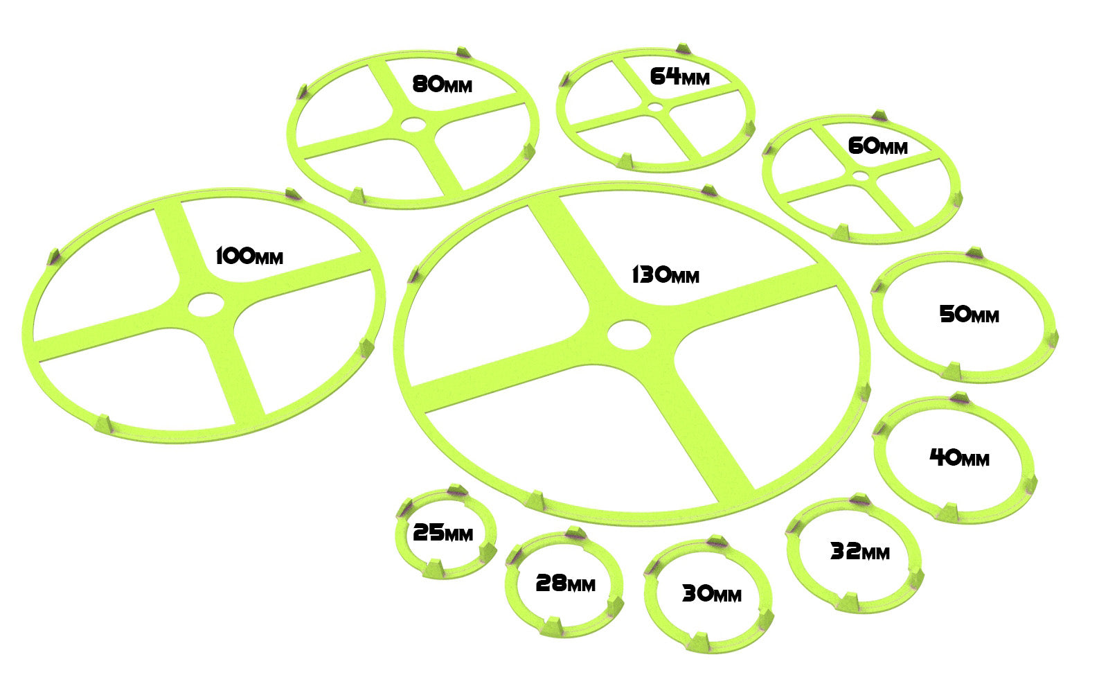 Lot of 25, 28, 30, 32, 40, 50, 60, 64mm base individual rainbow squad marker circles usable for skirmish wargame...