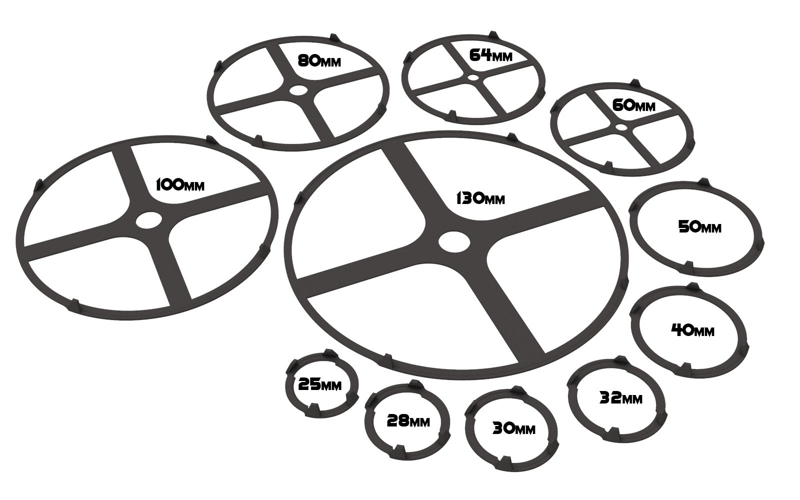 Lot of 25, 28, 30, 32, 40, 50, 60, 64mm base individual rainbow squad marker circles usable for skirmish wargame...