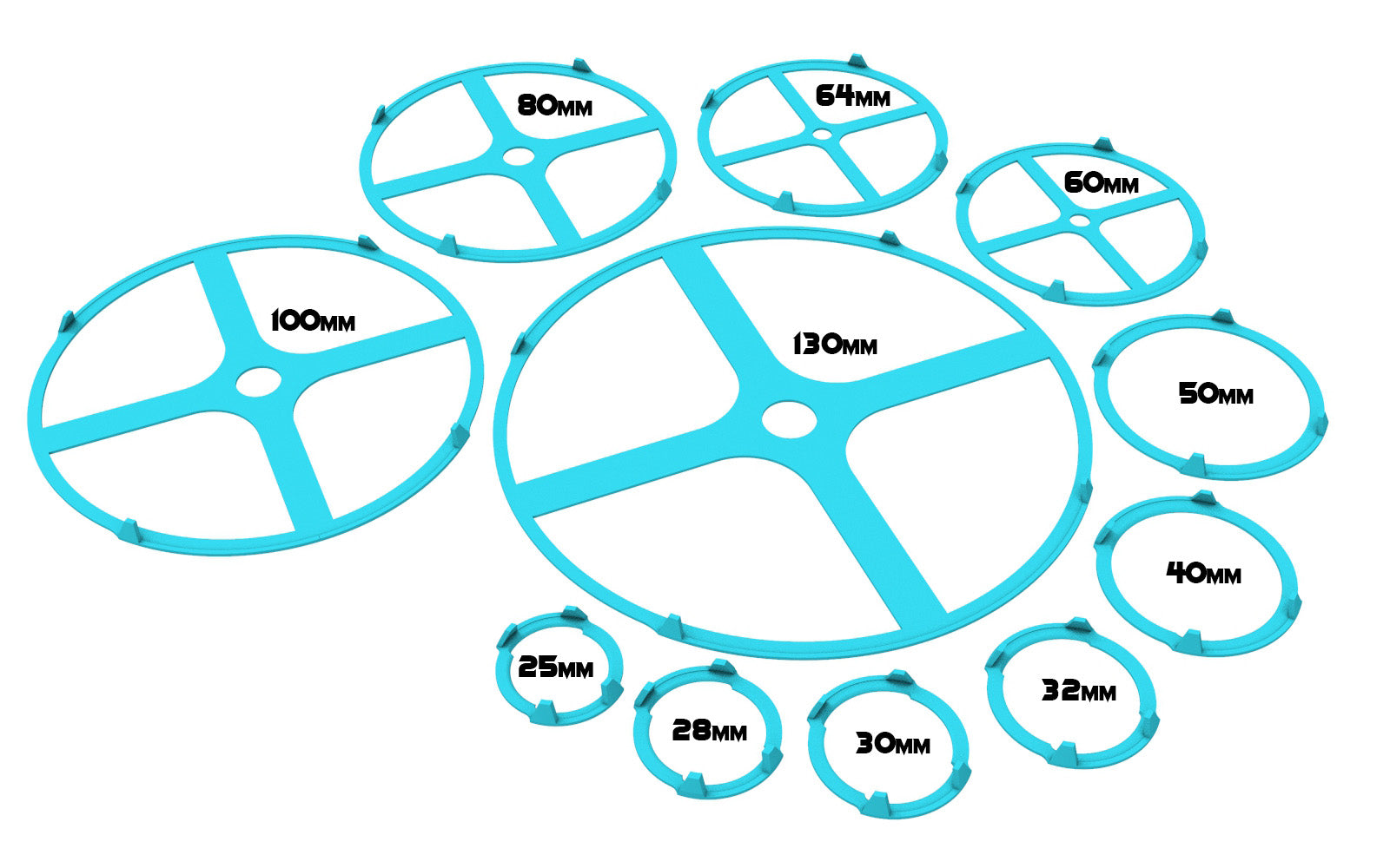 Lot of 25, 28, 30, 32, 40, 50, 60, 64mm base individual rainbow squad marker circles usable for skirmish wargame...