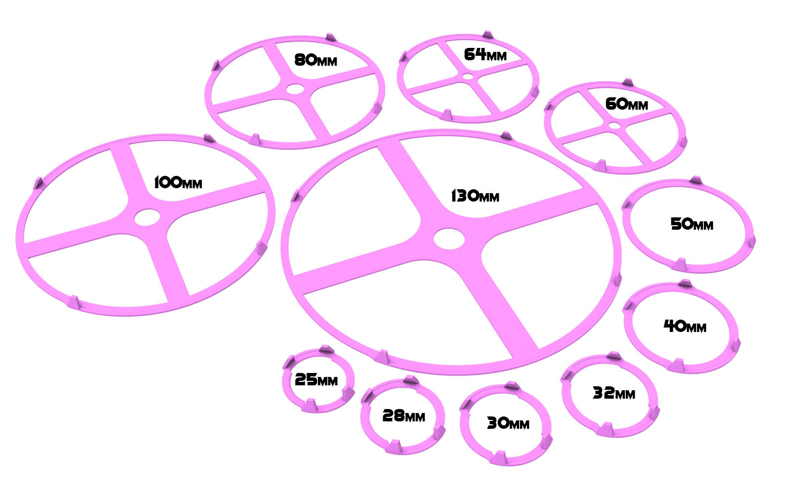 Lot of 25, 28, 30, 32, 40, 50, 60, 64mm base individual rainbow squad marker circles usable for skirmish wargame...