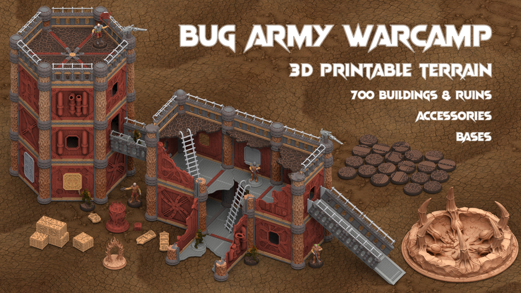 Damocles City Builder - Bug Army Warcamp - Modular Buildings & Full Biome