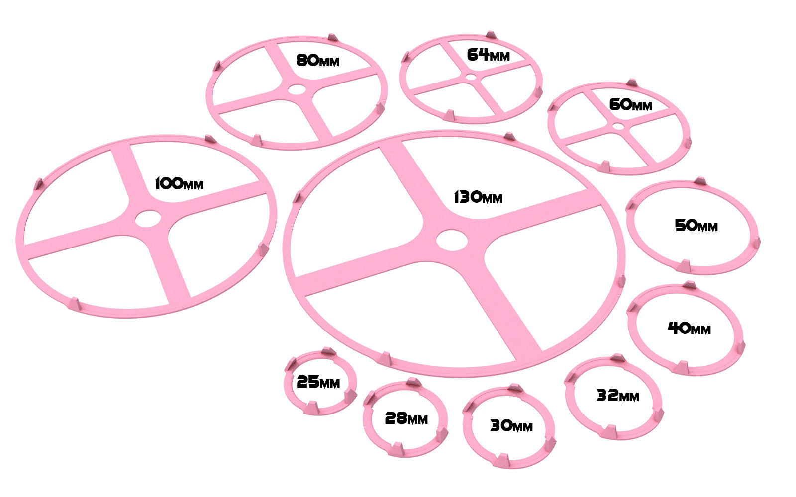 Lot of 25, 28, 30, 32, 40, 50, 60, 64mm base individual rainbow squad marker circles usable for skirmish wargame...