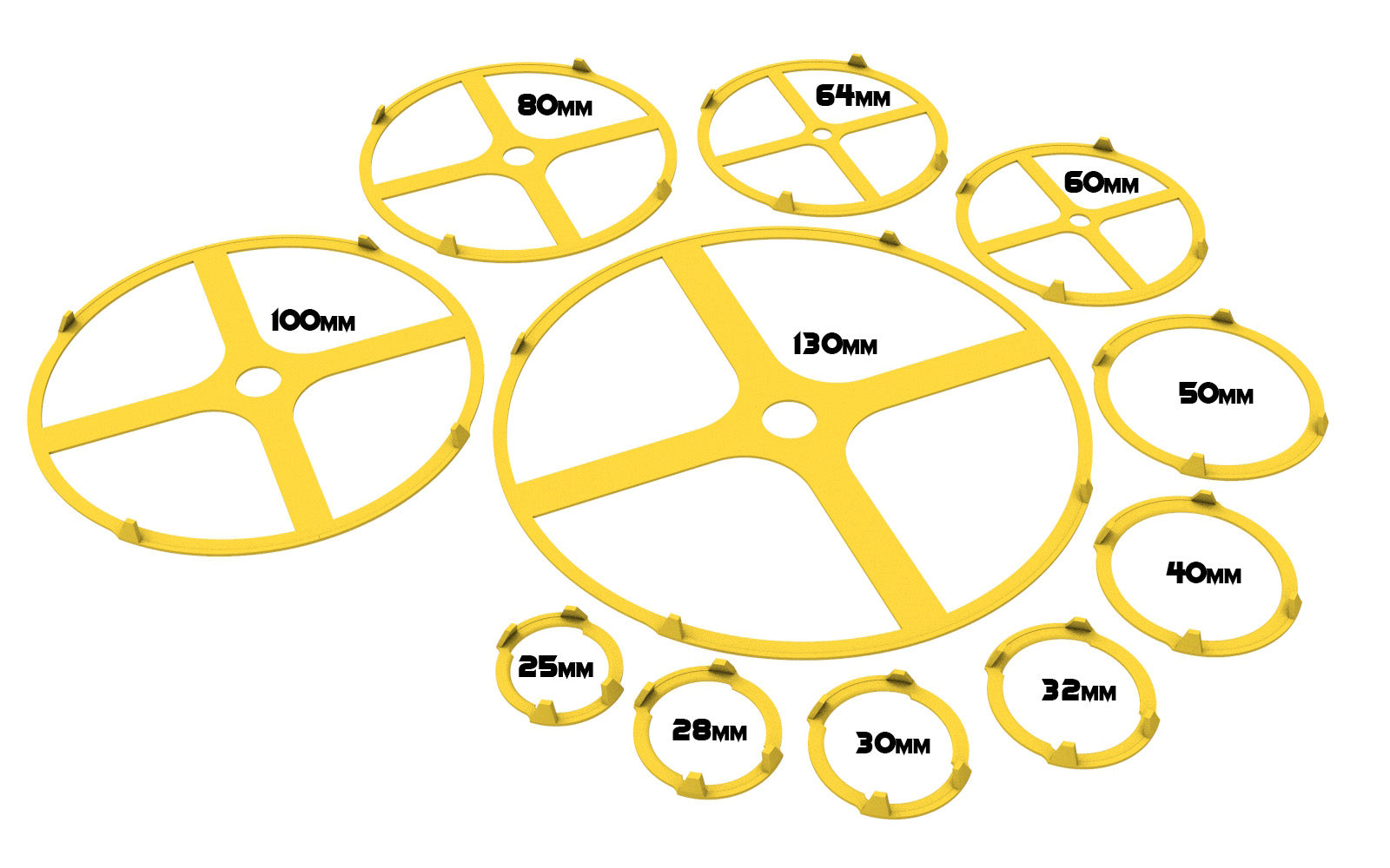 Lot of 25, 28, 30, 32, 40, 50, 60, 64mm base individual rainbow squad marker circles usable for skirmish wargame...