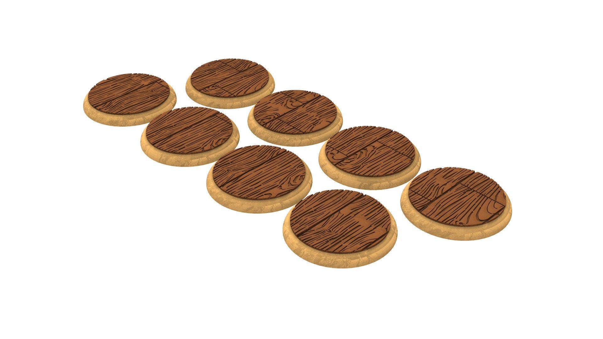 Wooden - Lot of 25mm to 130mm round bases & wooden textures usable for warhammer 40k, saga, age of sigmar, confrontation, wargame...