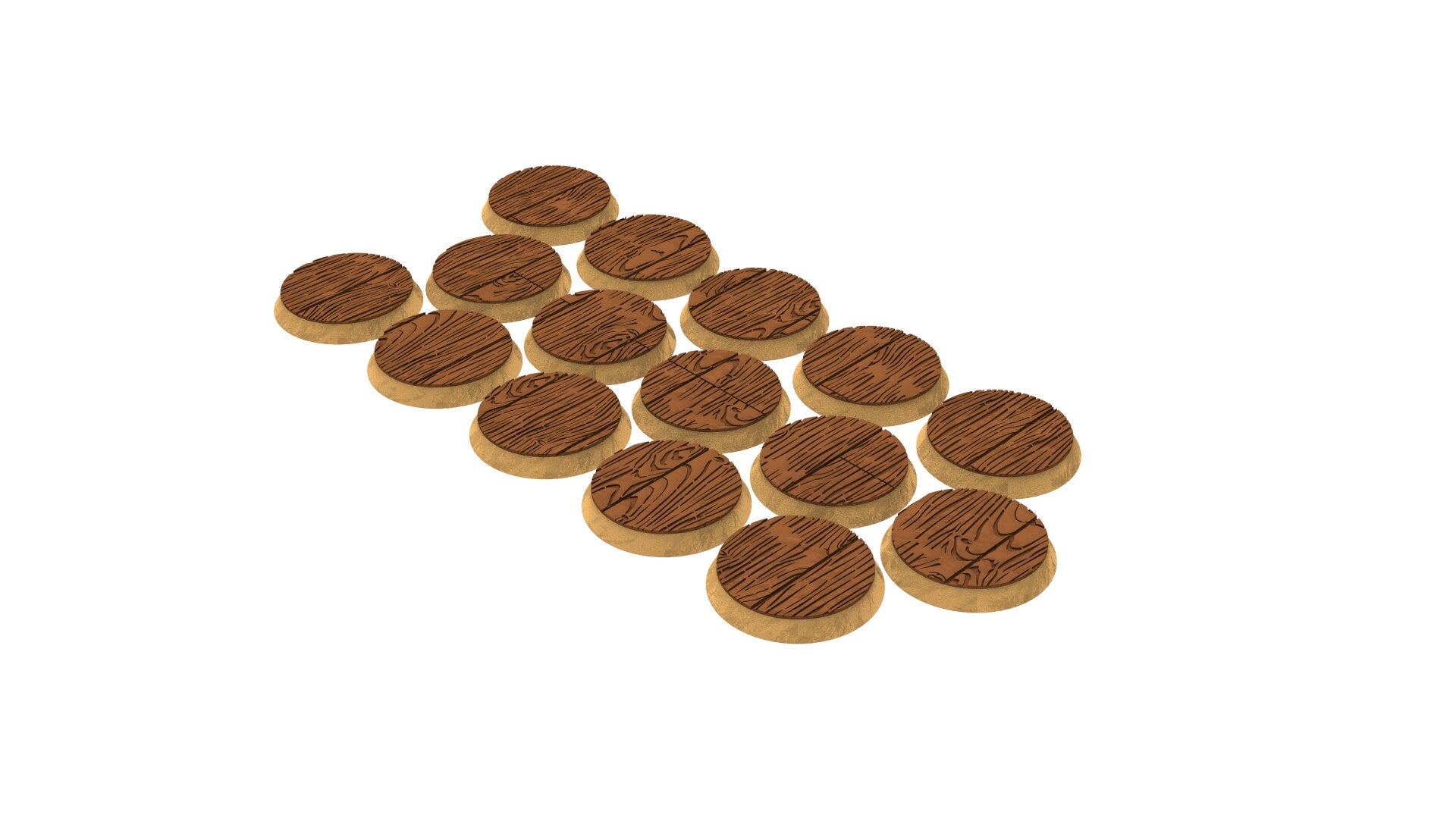 Wooden - Lot of 25mm to 130mm round bases & wooden textures usable for warhammer 40k, saga, age of sigmar, confrontation, wargame...
