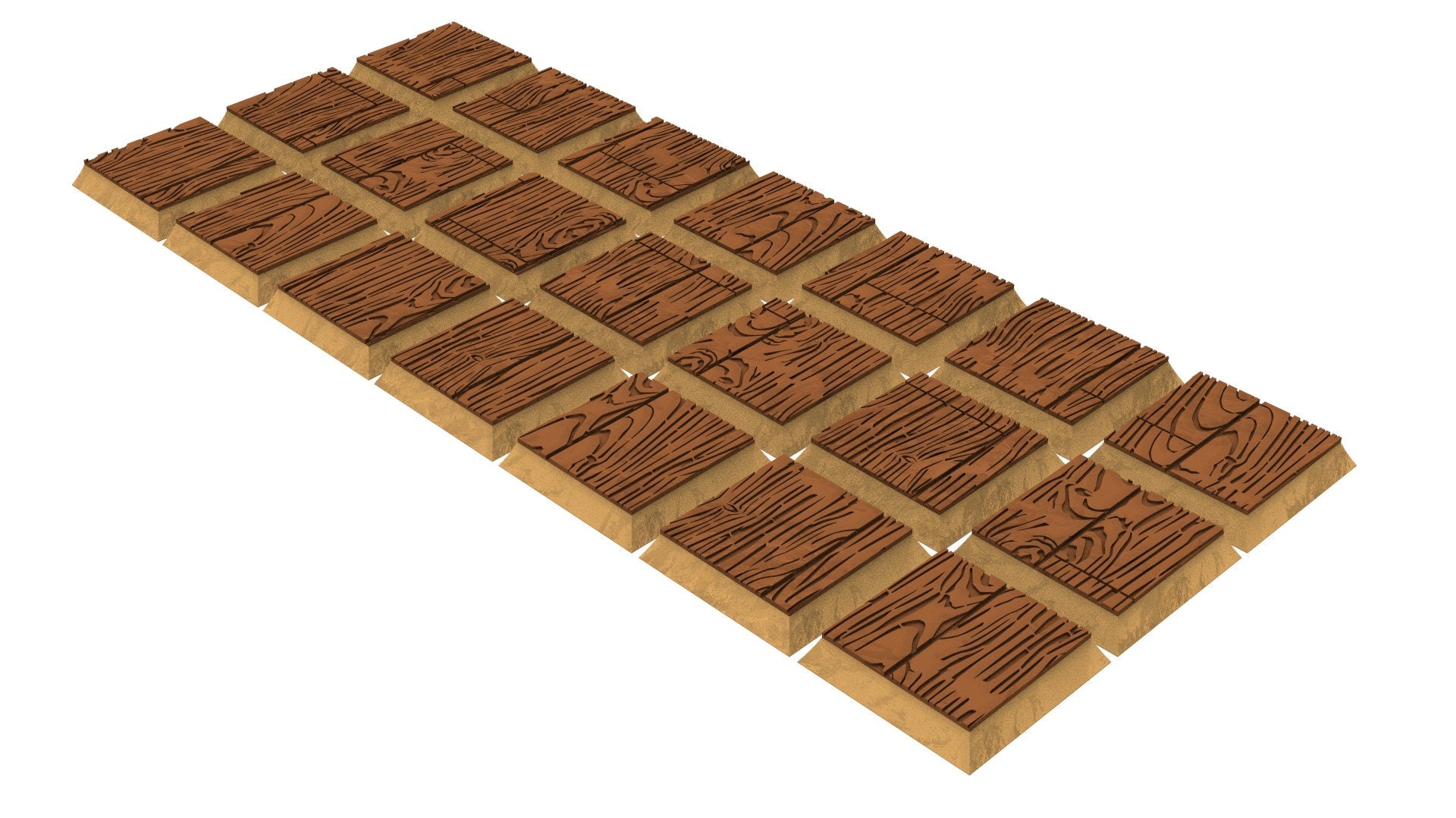 Wooden - Lot of 20mm to 100mm square bases & wooden textures usable for Oldhammer, 9th age, King of war, Donjon et dragon, Confrontation...