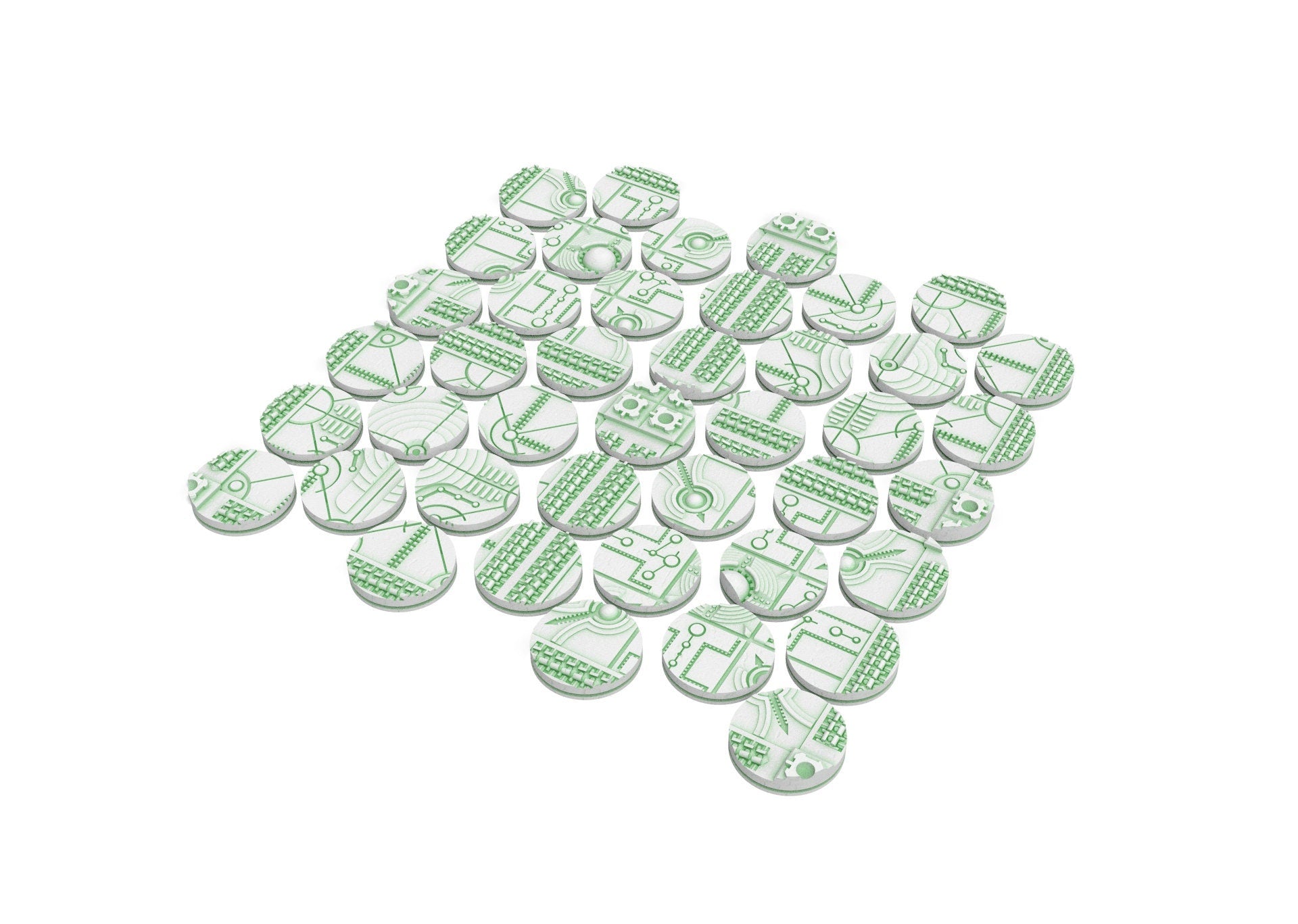 Cinan - Lot of 25mm to 55mm CINAN texture & round bases usable for infinity, no borders bases...