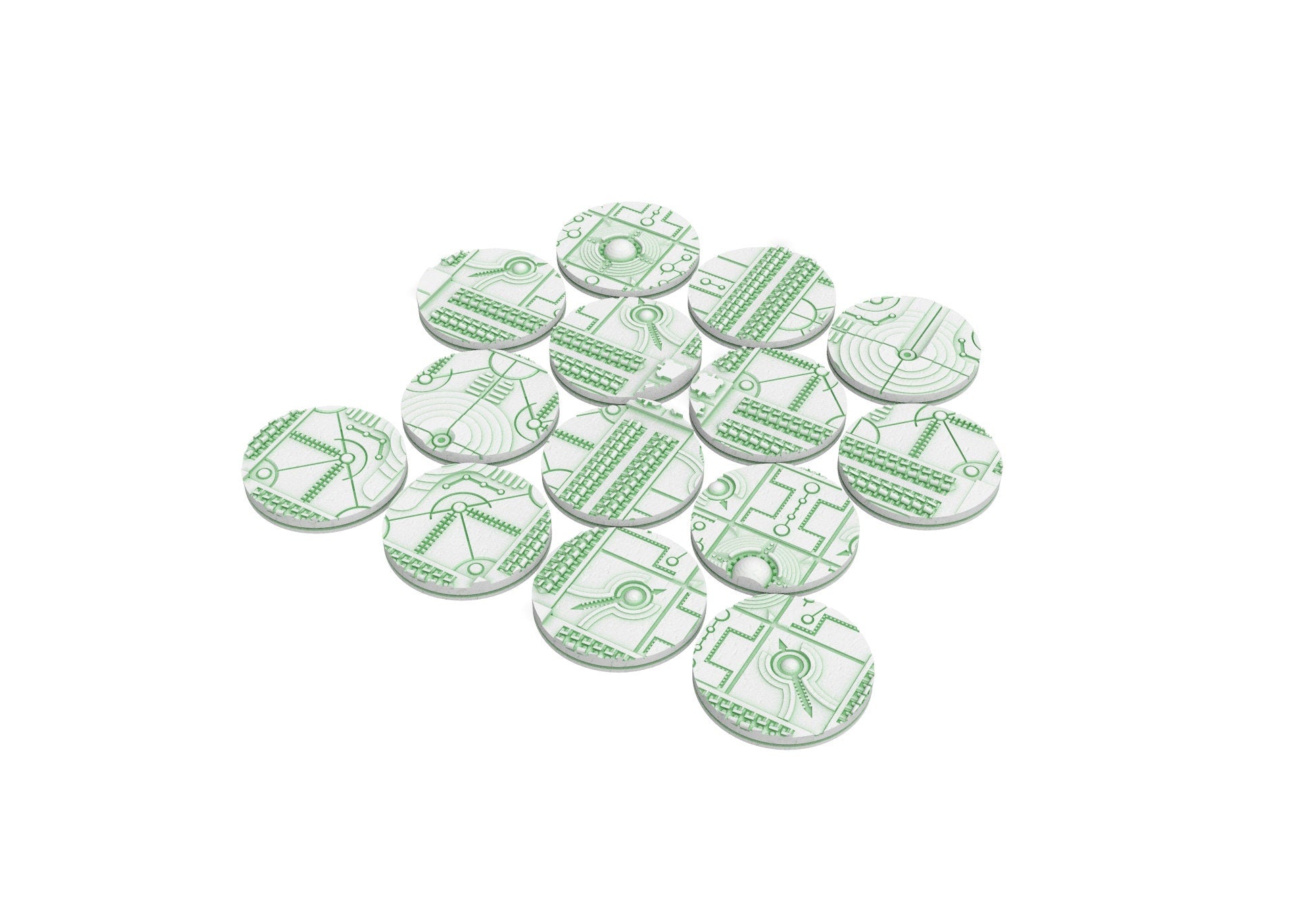 Cinan - Lot of 25mm to 55mm CINAN texture & round bases usable for infinity, no borders bases...