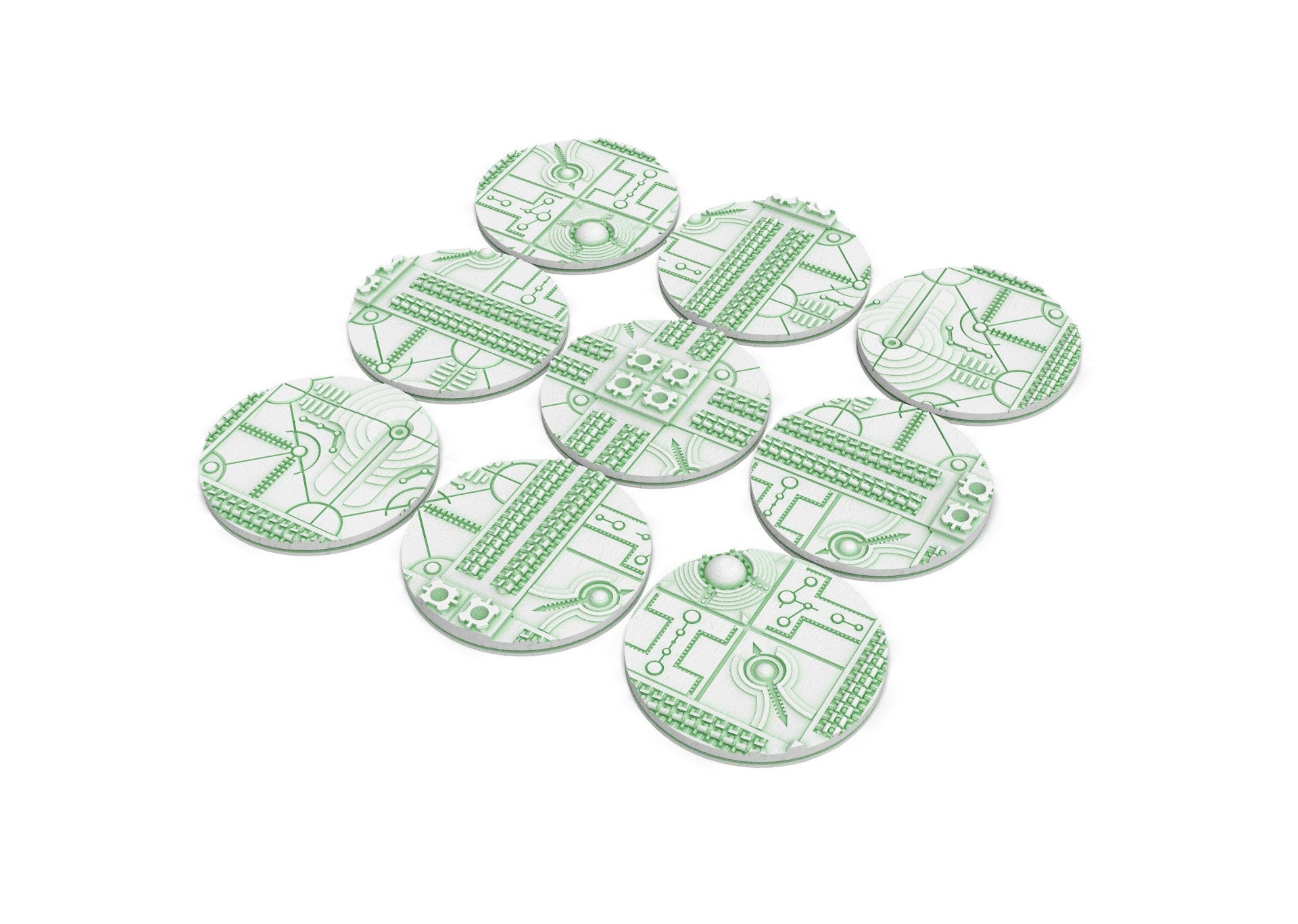 Cinan - Lot of 25mm to 55mm CINAN texture & round bases usable for infinity, no borders bases...