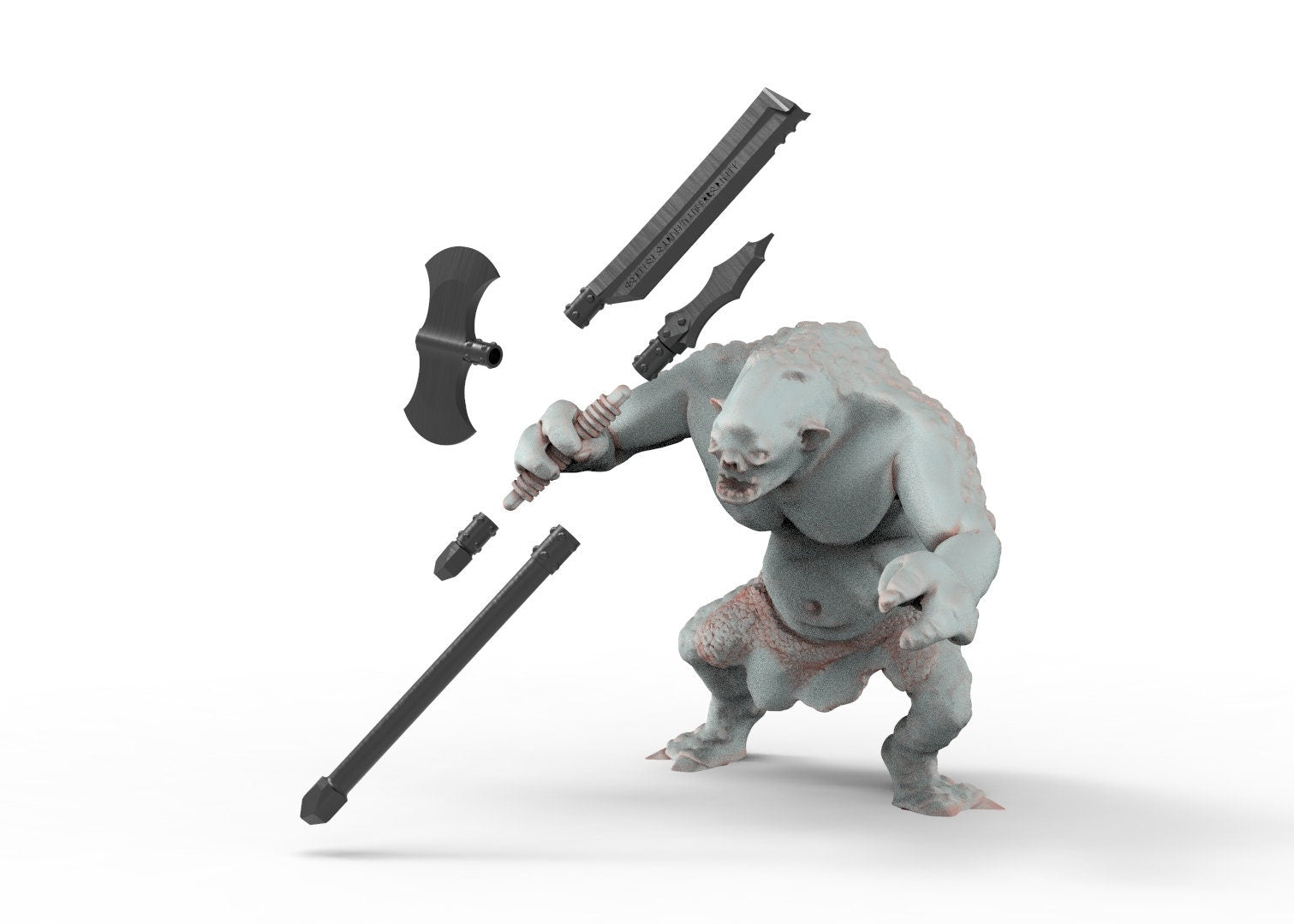 Spartatroll, Wild cave troll, the rebellion of spartatroll, miniatures for wargame D&D, Lotr...
