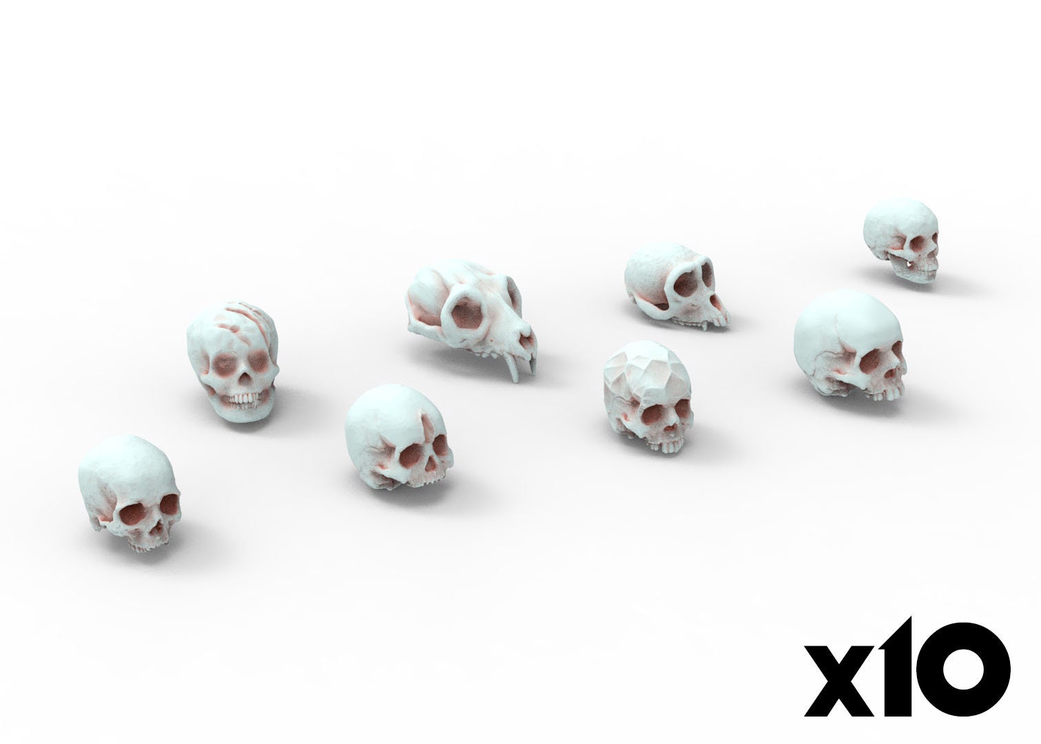 Lots of skulls base decoration usable for Oldhammer, warmachine, infinity, zombicide, scifi wargame...