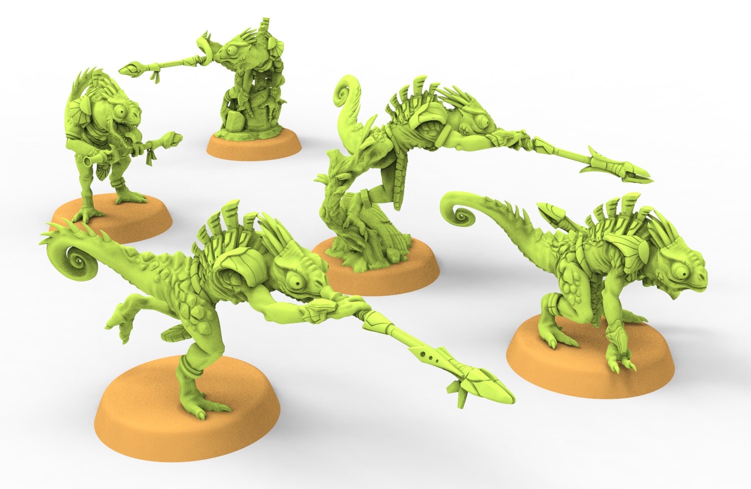 Lost temple - Commando Chameleon skink lizardmen from the East usable for Oldhammer, battle, king of wars, 9th age