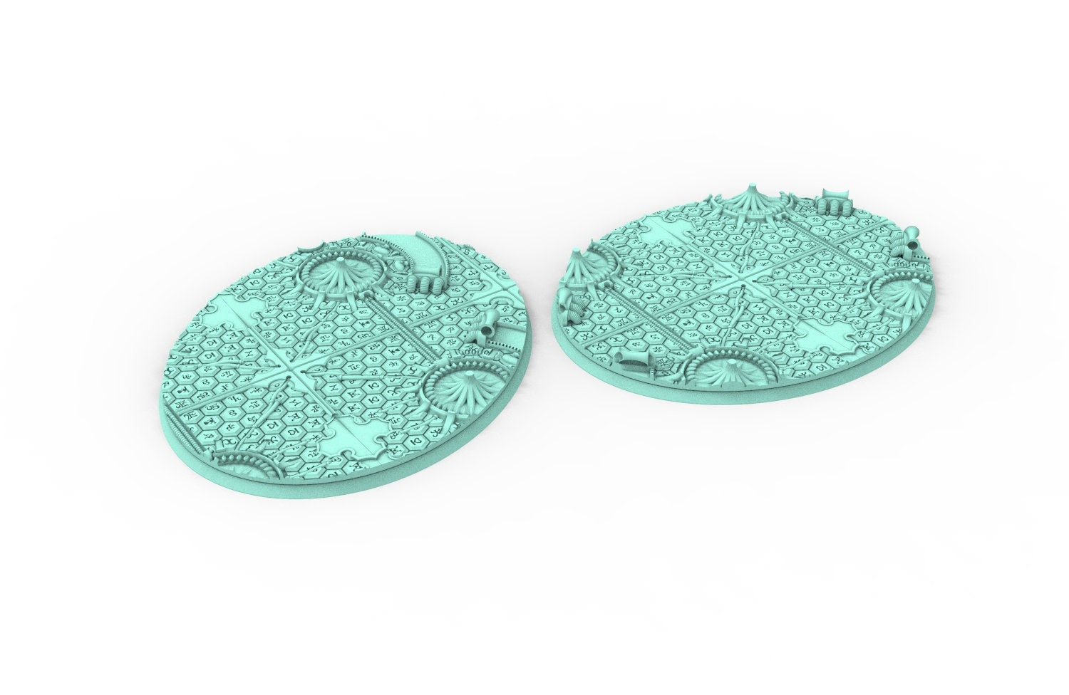 Dark City - Textured Oval Bases, lot of 60mm à 170mm, DRKCT Eldar space fantasy elves runic ground set 4 usable for warmachine, wargame...