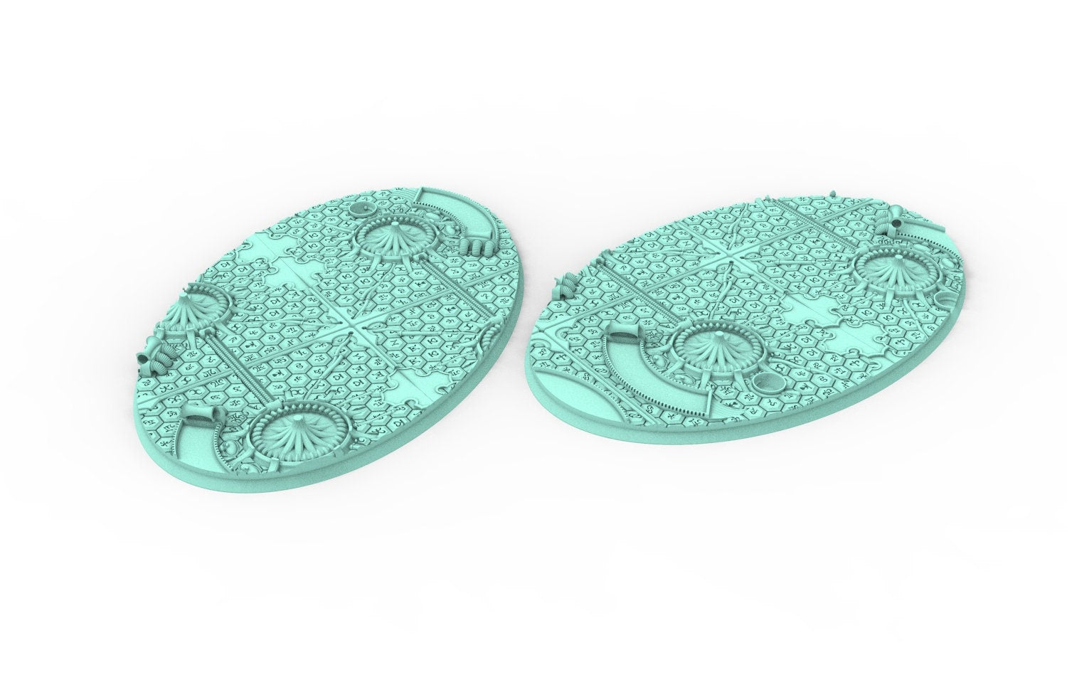 Dark City - Textured Oval Bases, lot of 60mm à 170mm, DRKCT Eldar space fantasy elves runic ground set 4 usable for warmachine, wargame...