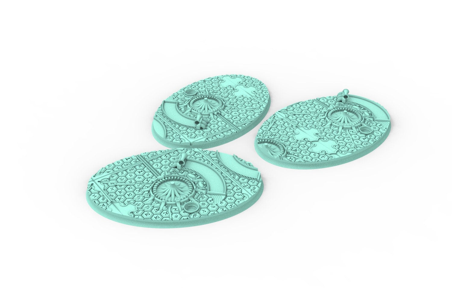 Dark City - Textured Oval Bases, lot of 60mm à 170mm, DRKCT Eldar space fantasy elves runic ground set 4 usable for warmachine, wargame...