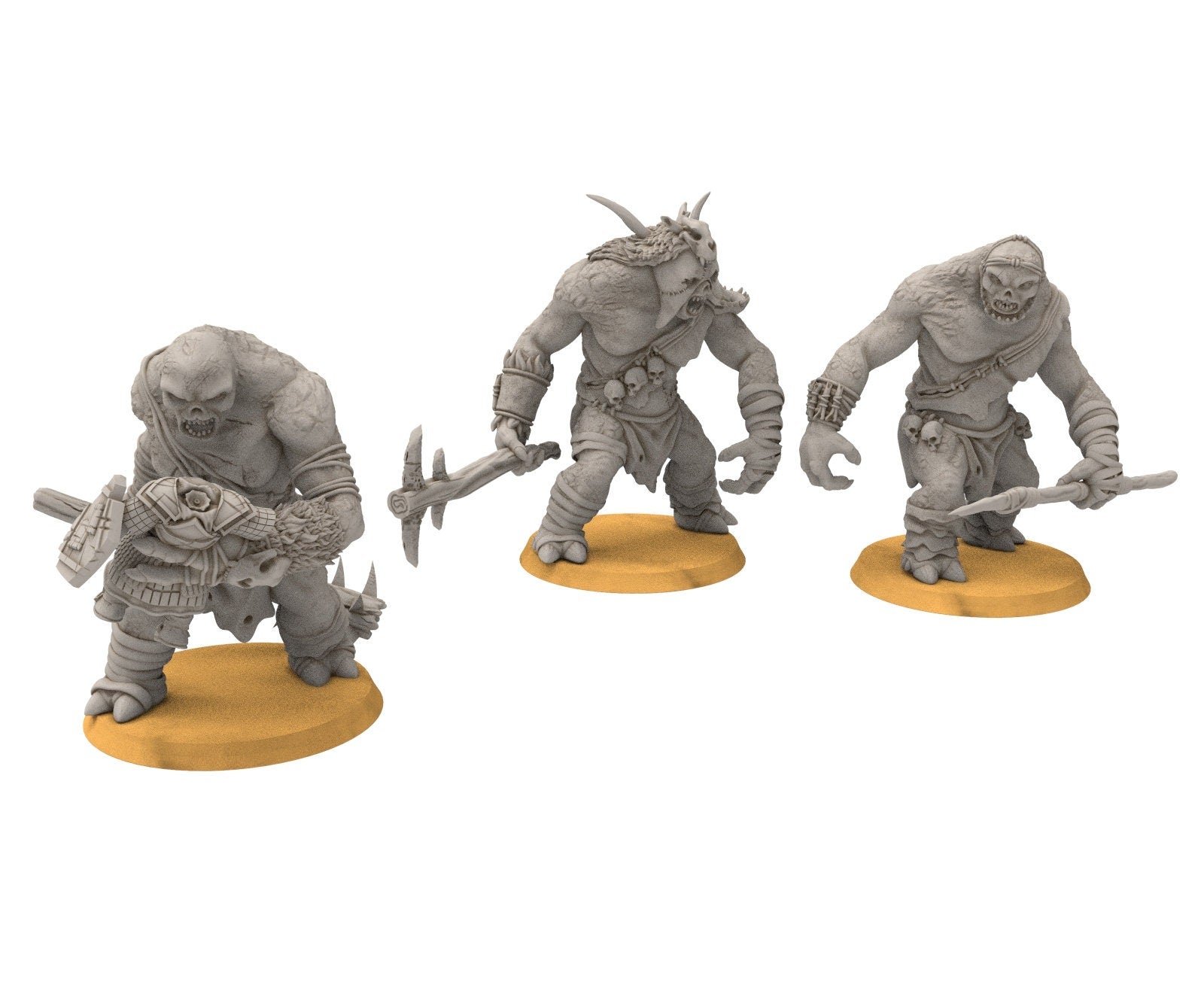 Goblin cave - Savage cave troll warriors with club fighting a Dwarf in a mine, Middle rings miniatures for wargame D&D, Lotr...