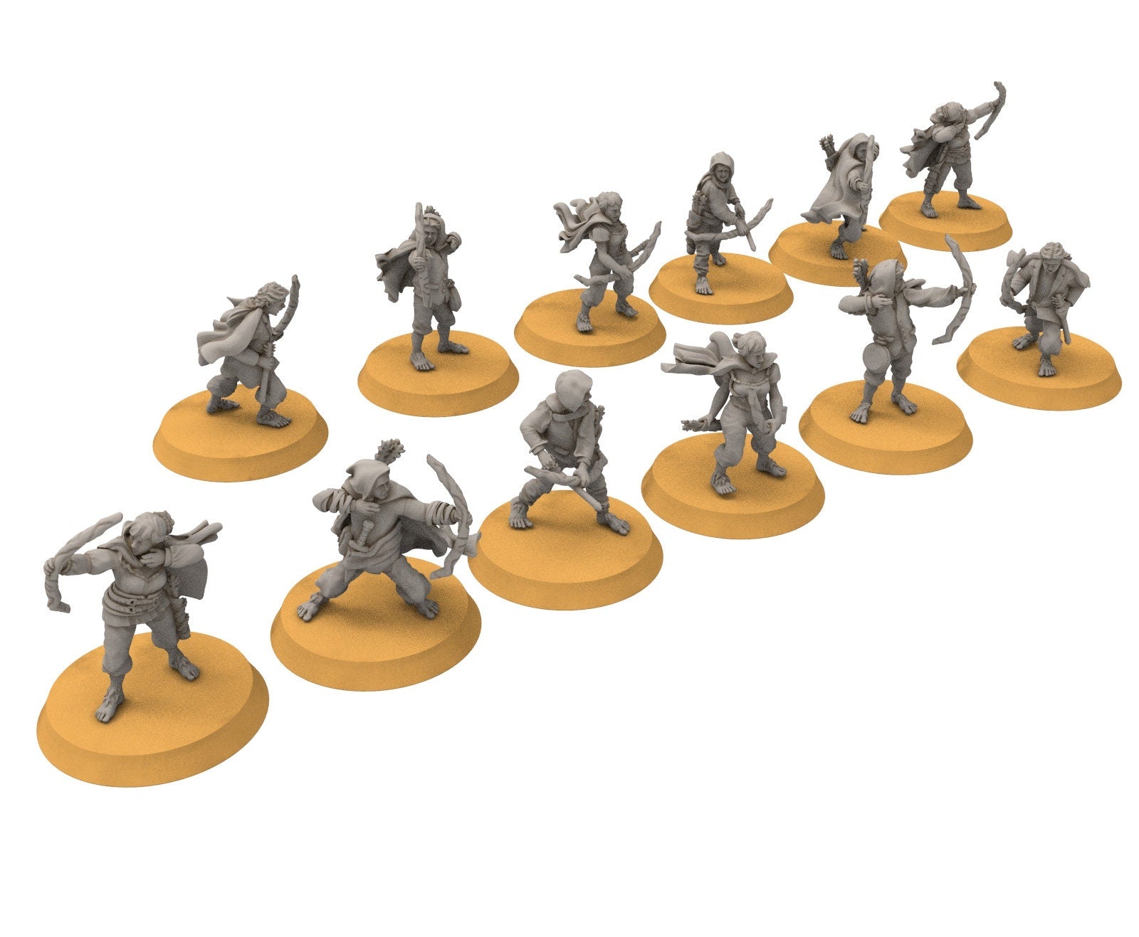 Halfmen - Gnome Halfling Militia with bows, Middle rings miniatures for wargame D&D, DnD, LOTR...