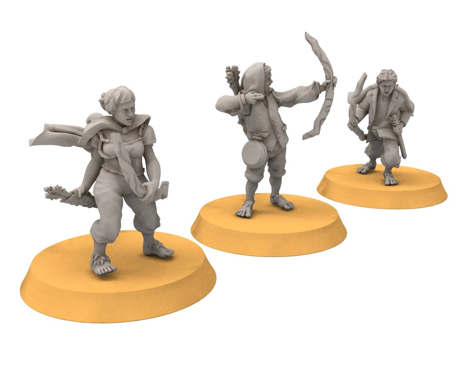 Halfmen - Gnome Halfling Militia with bows, Middle rings miniatures for wargame D&D, DnD, LOTR...