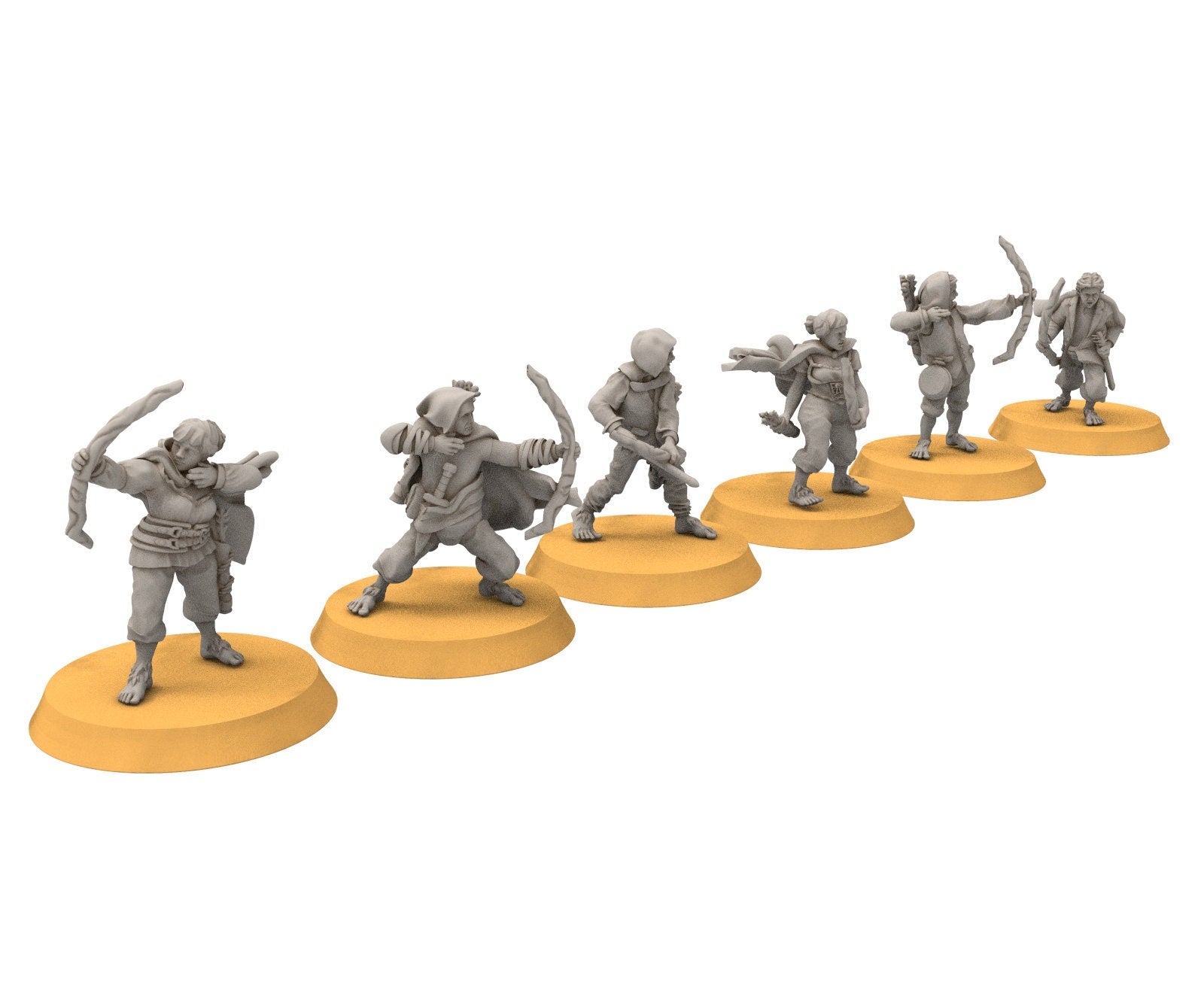 Halfmen - Gnome Halfling Militia with bows, Middle rings miniatures for wargame D&D, DnD, LOTR...