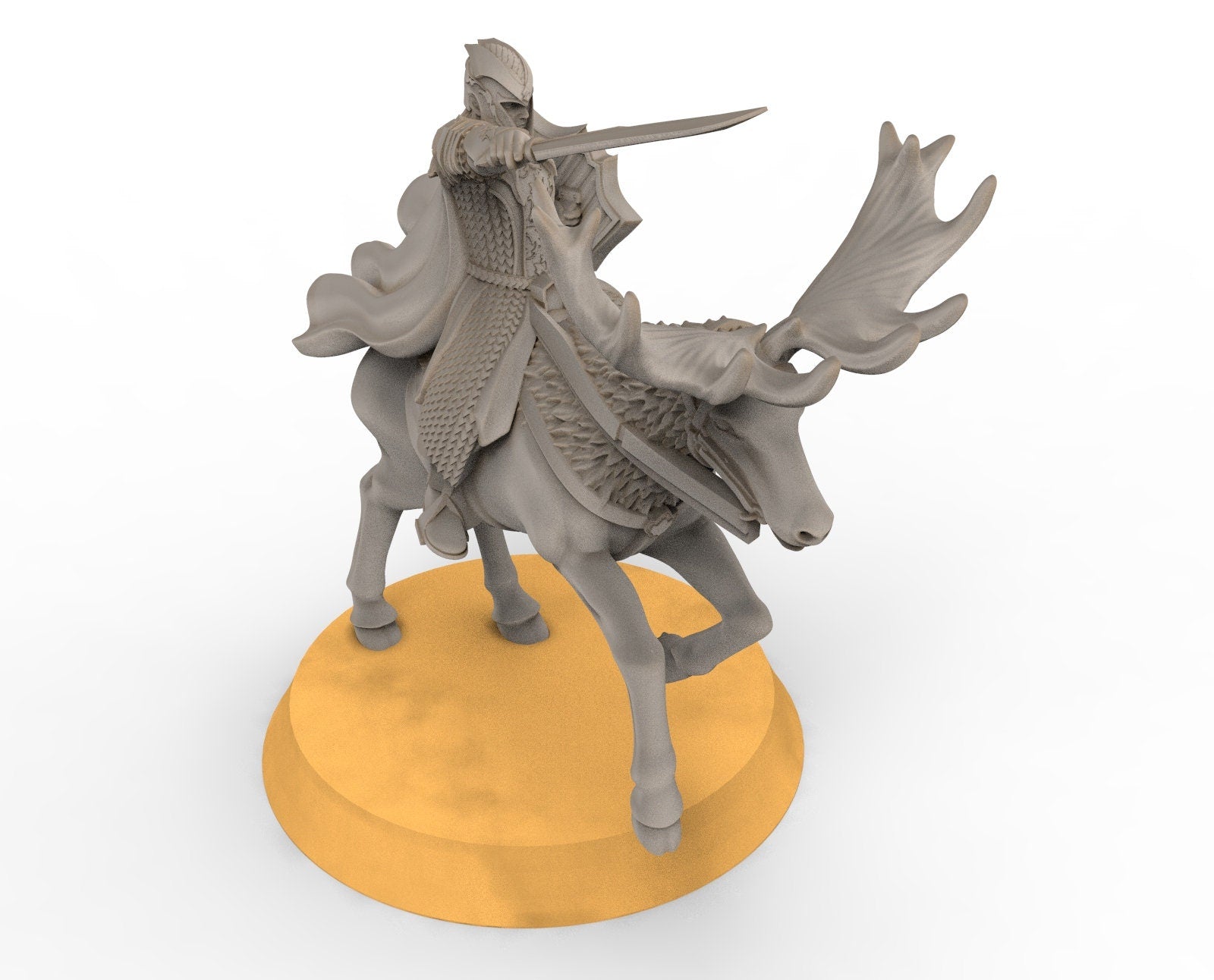 Darkwood - Armoured Wood elves on Elk, Middle rings miniatures pour wargame D&D, SDA...