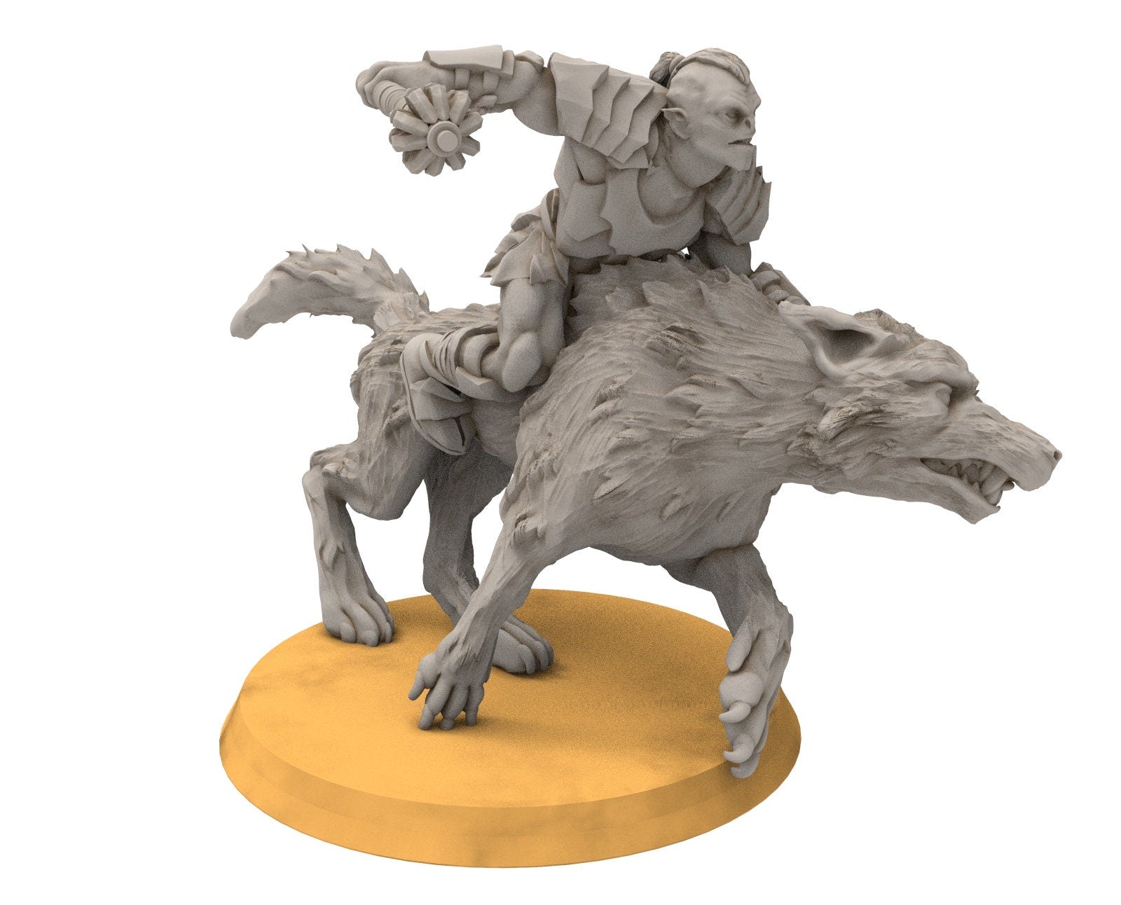 Orcs horde - The irreverant general on Warg wolves, Orc warriors warband, Middle rings miniatures pour wargame D&D, SDA...