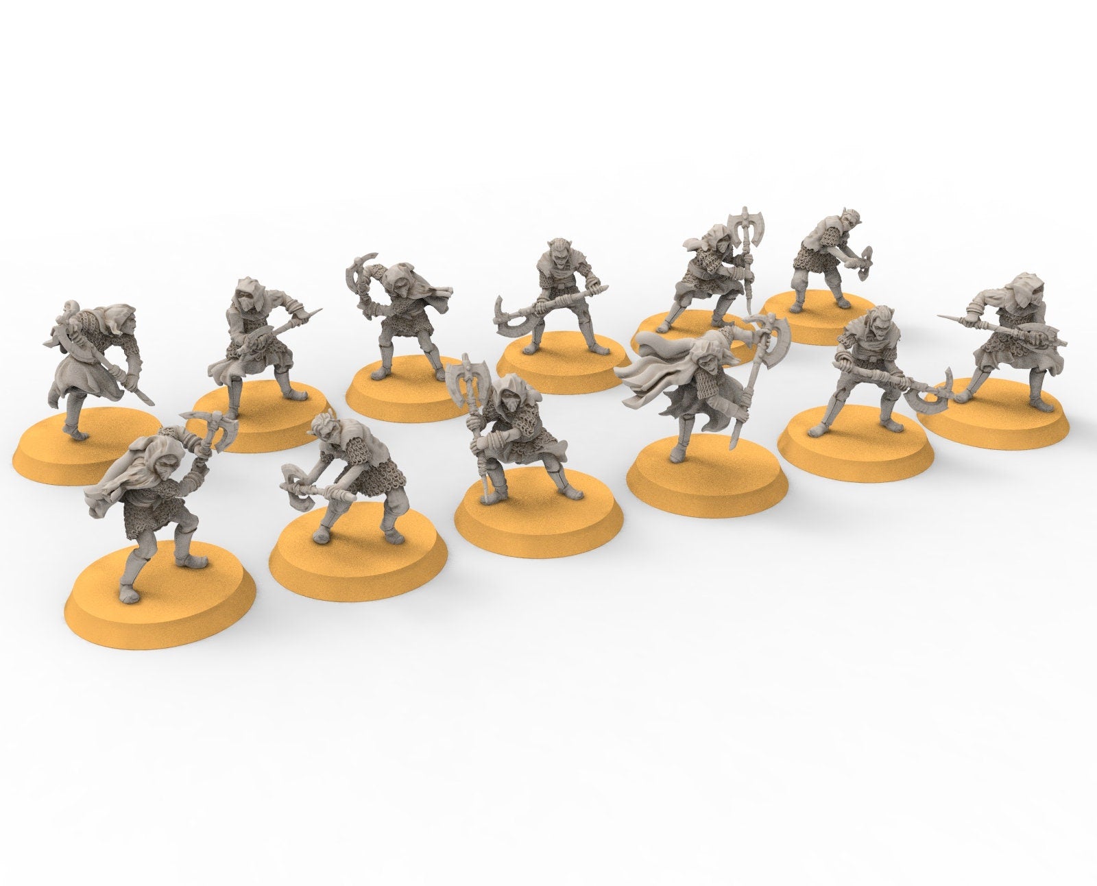 Goblin cave - Goblin rangers with large axes elite, Dwarf mine, Middle rings miniatures pour wargame D&D, SDA...