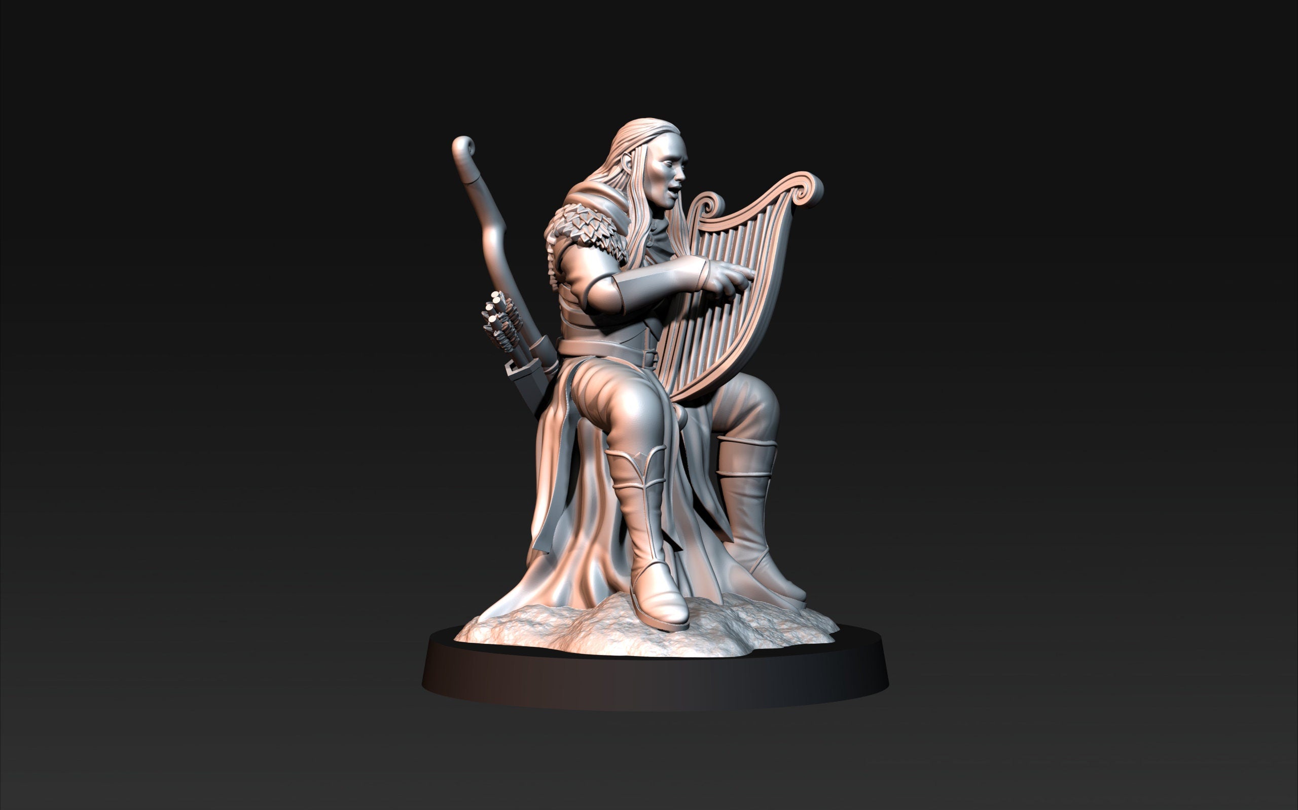 Darkwood - Musician on trunk, Middle rings miniatures pour wargame D&D, SDA...
