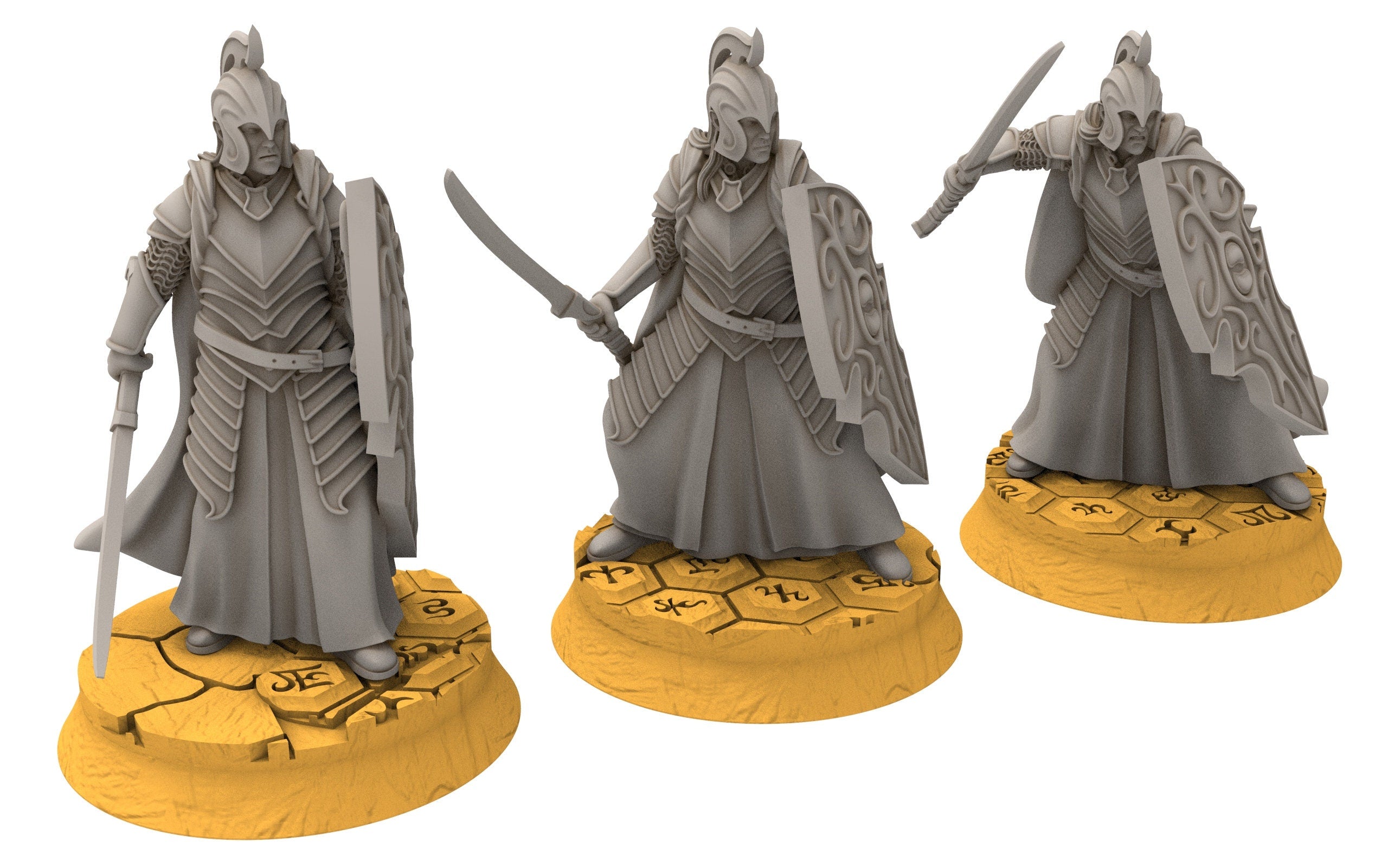 Rivandall - Bloody elves with sword and shield, Last Hight elves from the West, Middle rings Davales miniatures pour wargame D&D, SDA...
