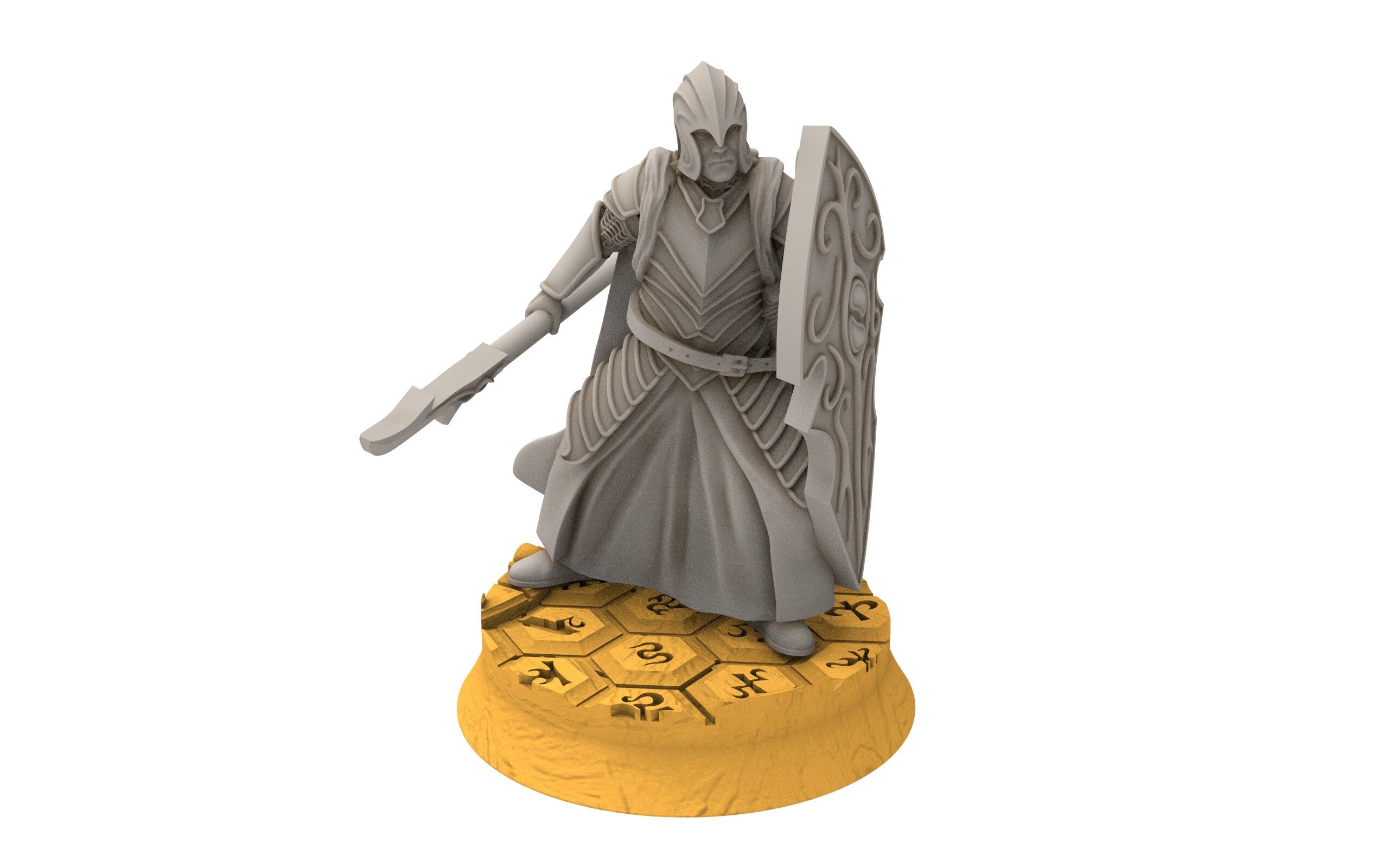 Rivandall - Bloody elves with spear and shield, Last Hight elves from the West, Middle rings Davales miniatures pour wargame D&D, SDA...