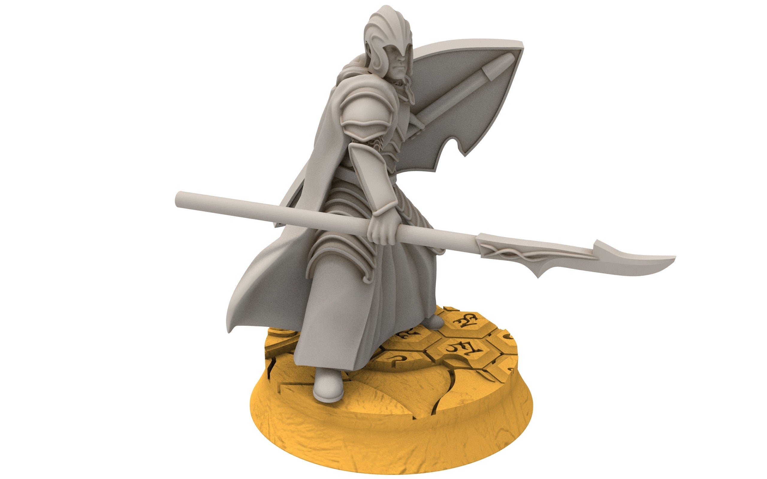 Rivandall - Bloody elves with spear and shield, Last Hight elves from the West, Middle rings Davales miniatures pour wargame D&D, SDA...