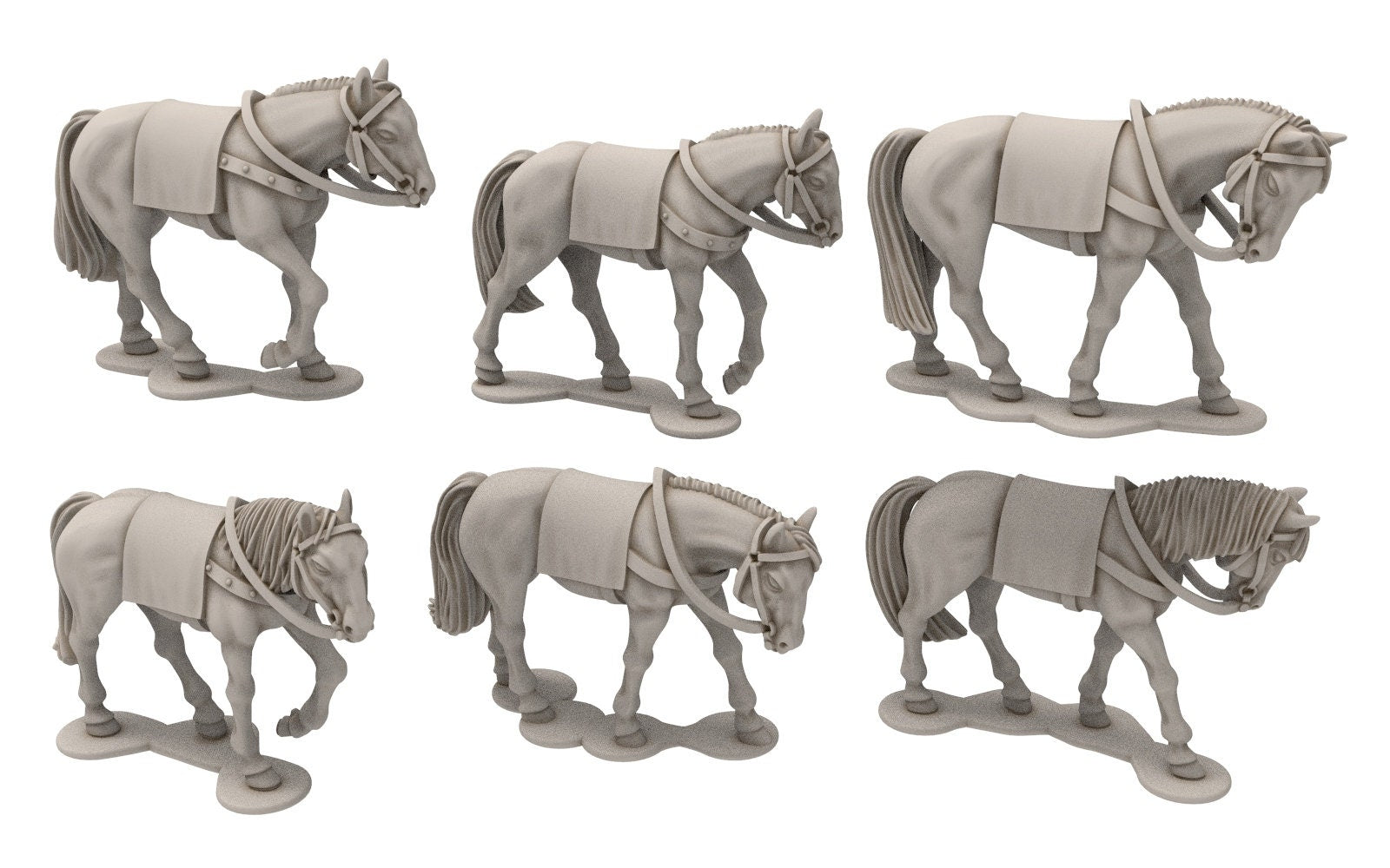 Gandor - Horses for the Citadel guard, 4 poses