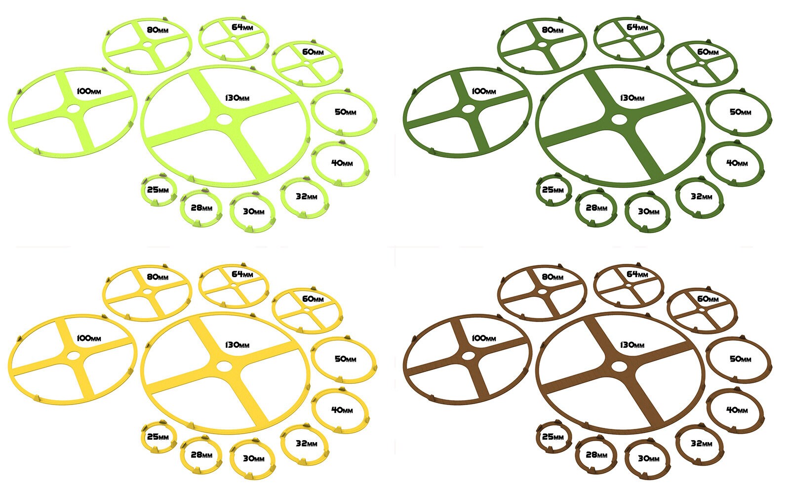 Lot of 25, 28, 30, 32, 40, 50, 60, 64mm base squad marker circles usable for One Page Rule, saga, age of sigmar, confrontation, wargame...