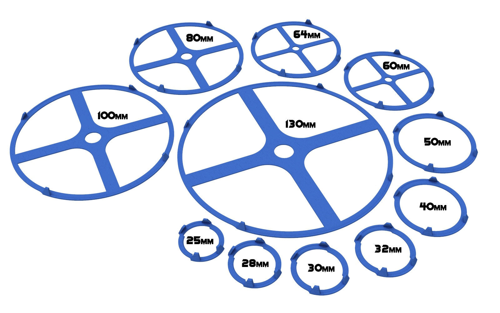 Lot of 25, 28, 30, 32, 40, 50, 60, 64mm base squad marker circles usable for One Page Rule, saga, age of sigmar, confrontation, wargame...