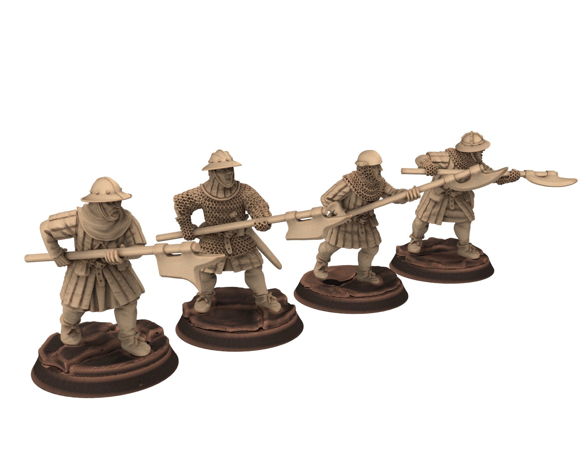 Medieval - Halberdier at march, 13th century Generic men at arms Medieval soldiers, 28mm Historical Wargame, Saga... Medbury miniatures