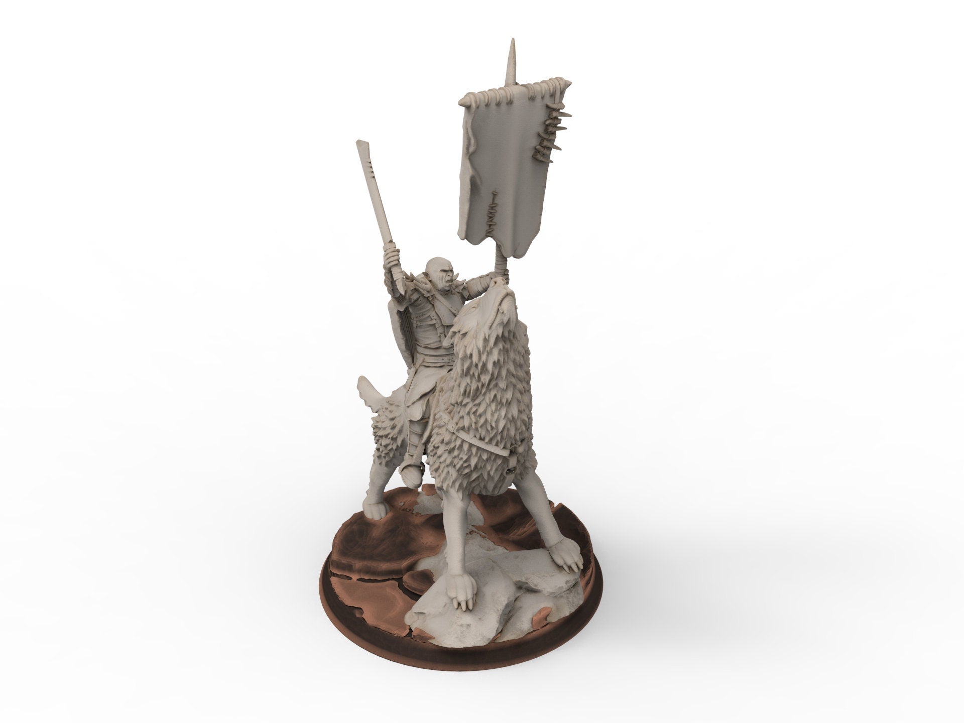 Orc horde - Orc Warg Rider with Banner , Orc warriors warband, Davale, Middle rings miniatures pour wargame D&D, Lotr...