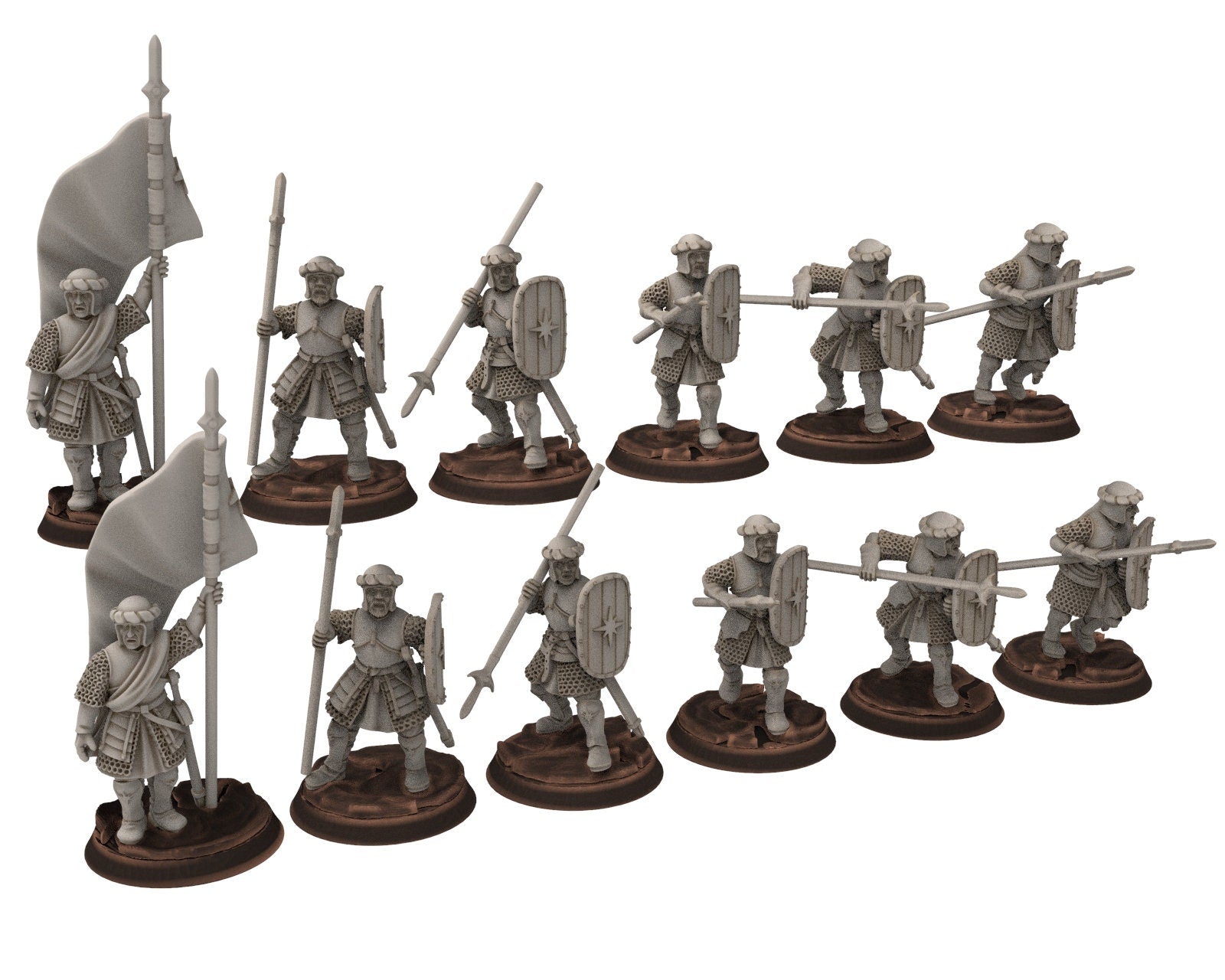 Ornor - spearmen of the Lost Kingdom of the North, Dune Din, Misty Mountains, miniatures for wargame D&D, Lotr...